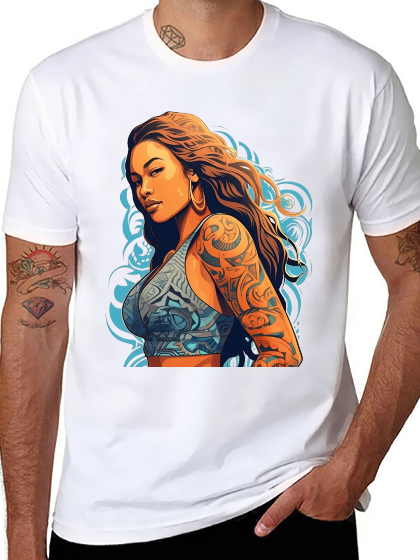 Tattooed Woman Graphic Tee - Bold Style