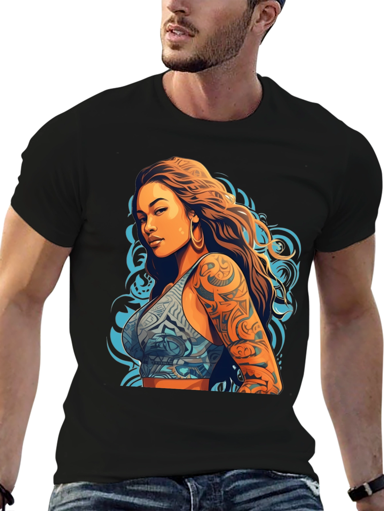 Tattooed Woman Graphic Tee - Bold Style