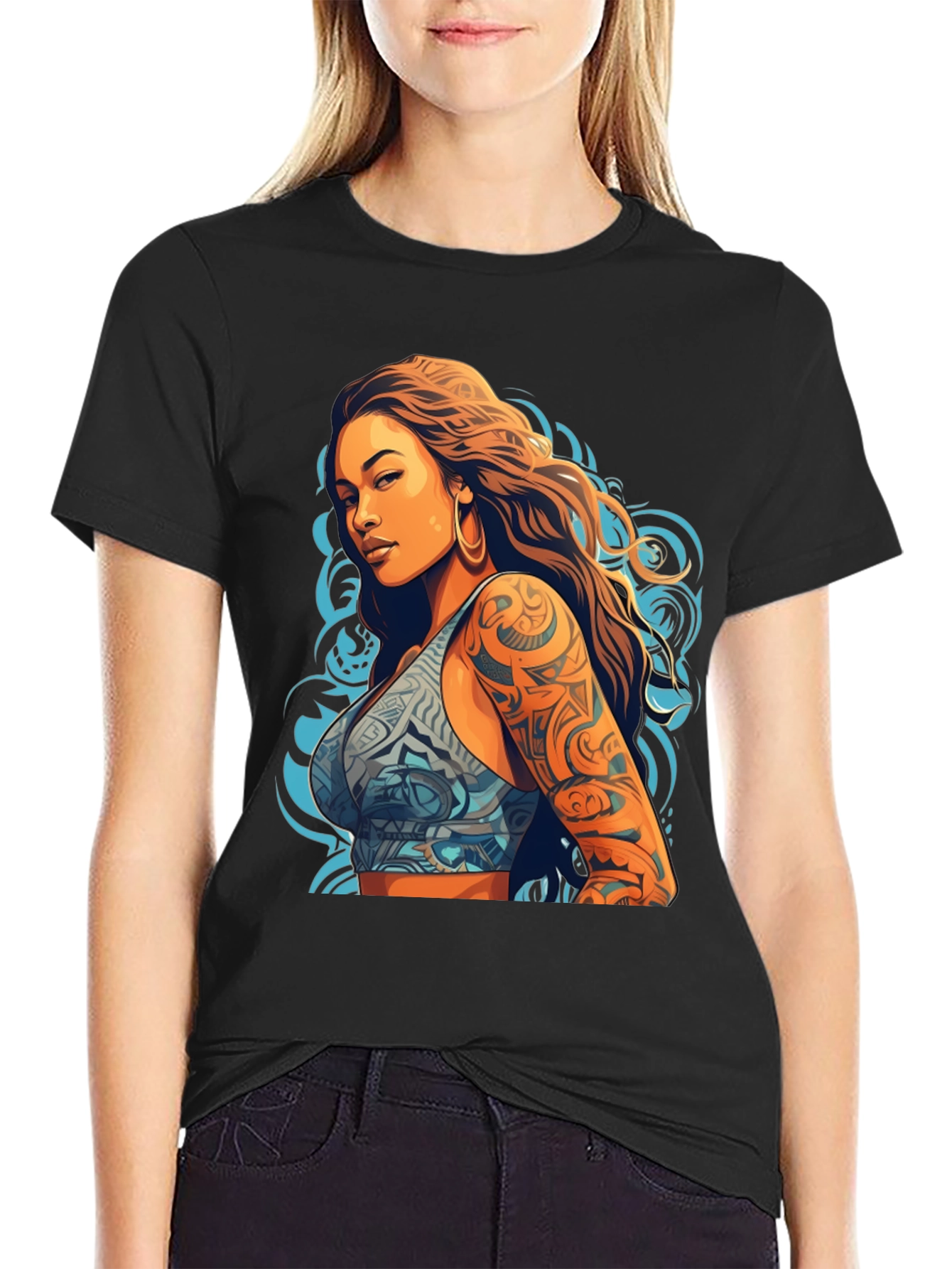 Tattooed Woman Graphic Tee - Bold Style