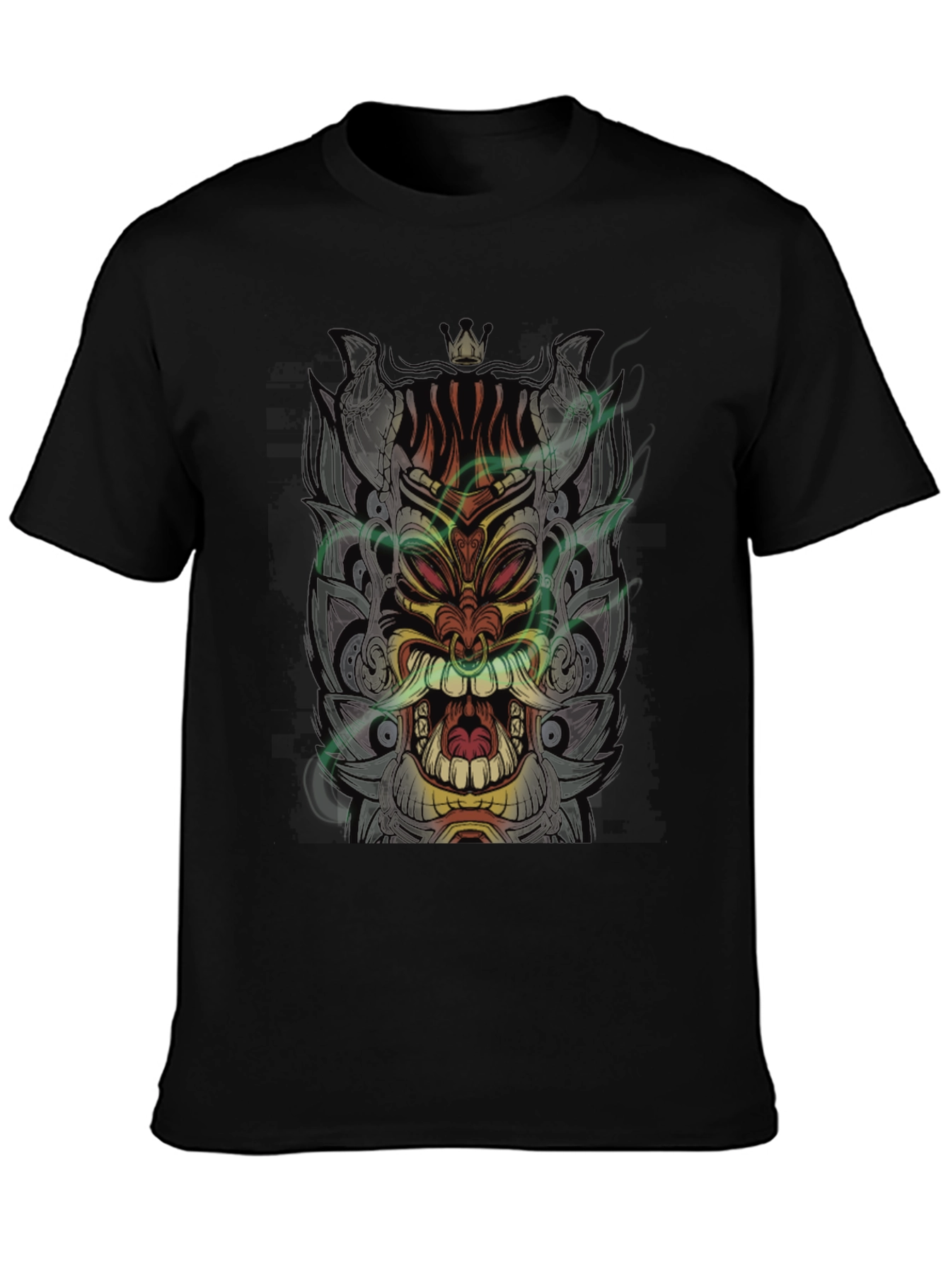 Tiki Mask Graphic Black T-Shirt