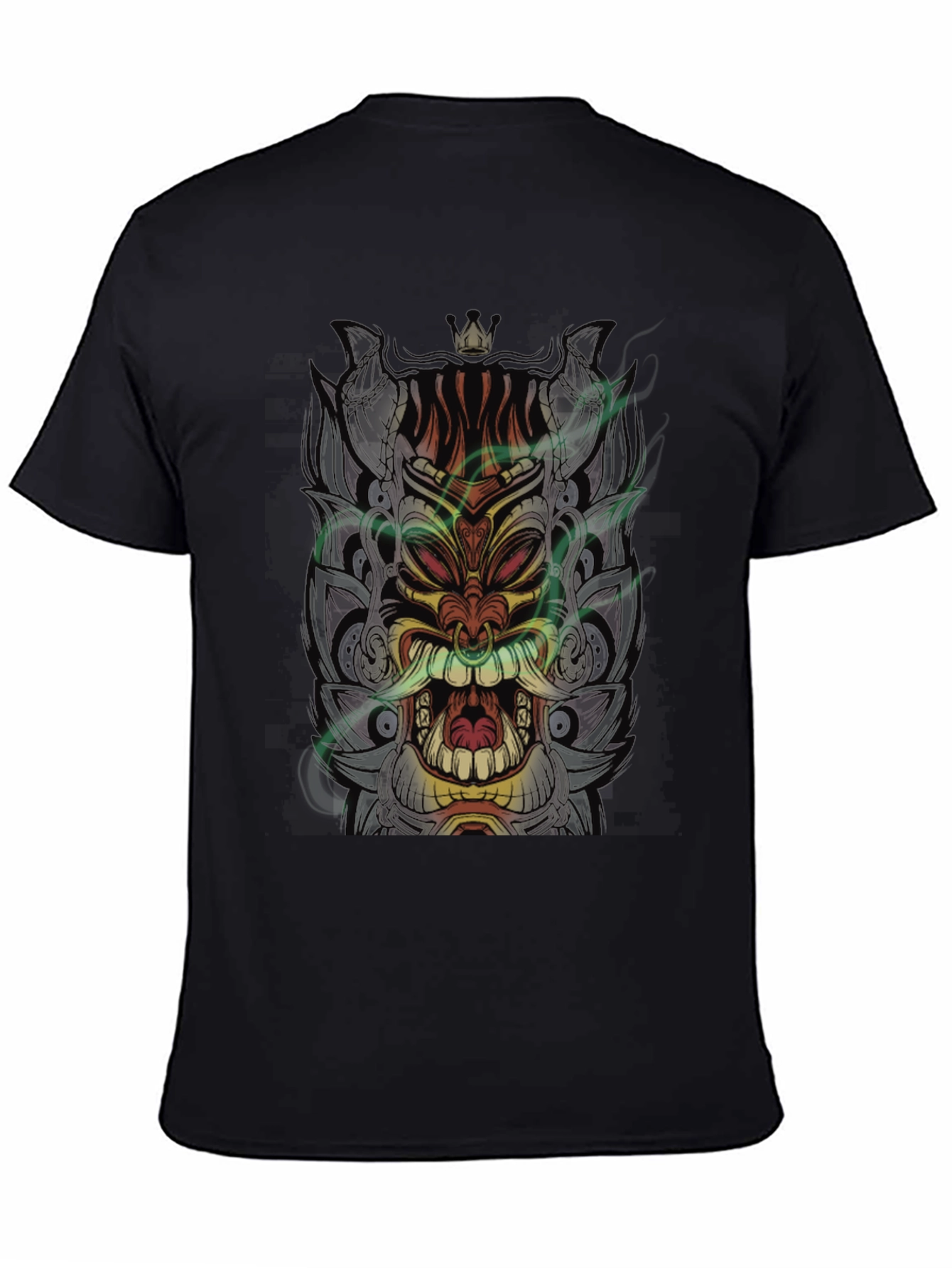 Tiki Mask Graphic Black T-Shirt