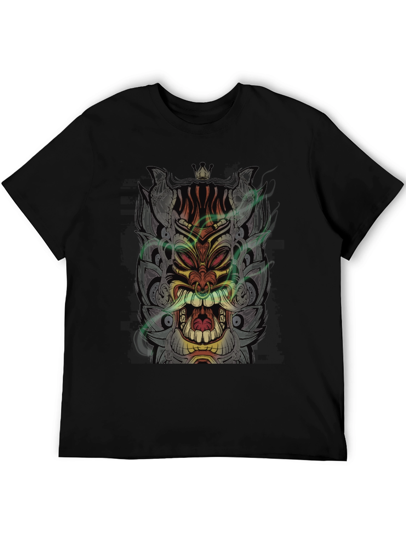 Tiki Mask Graphic Black T-Shirt