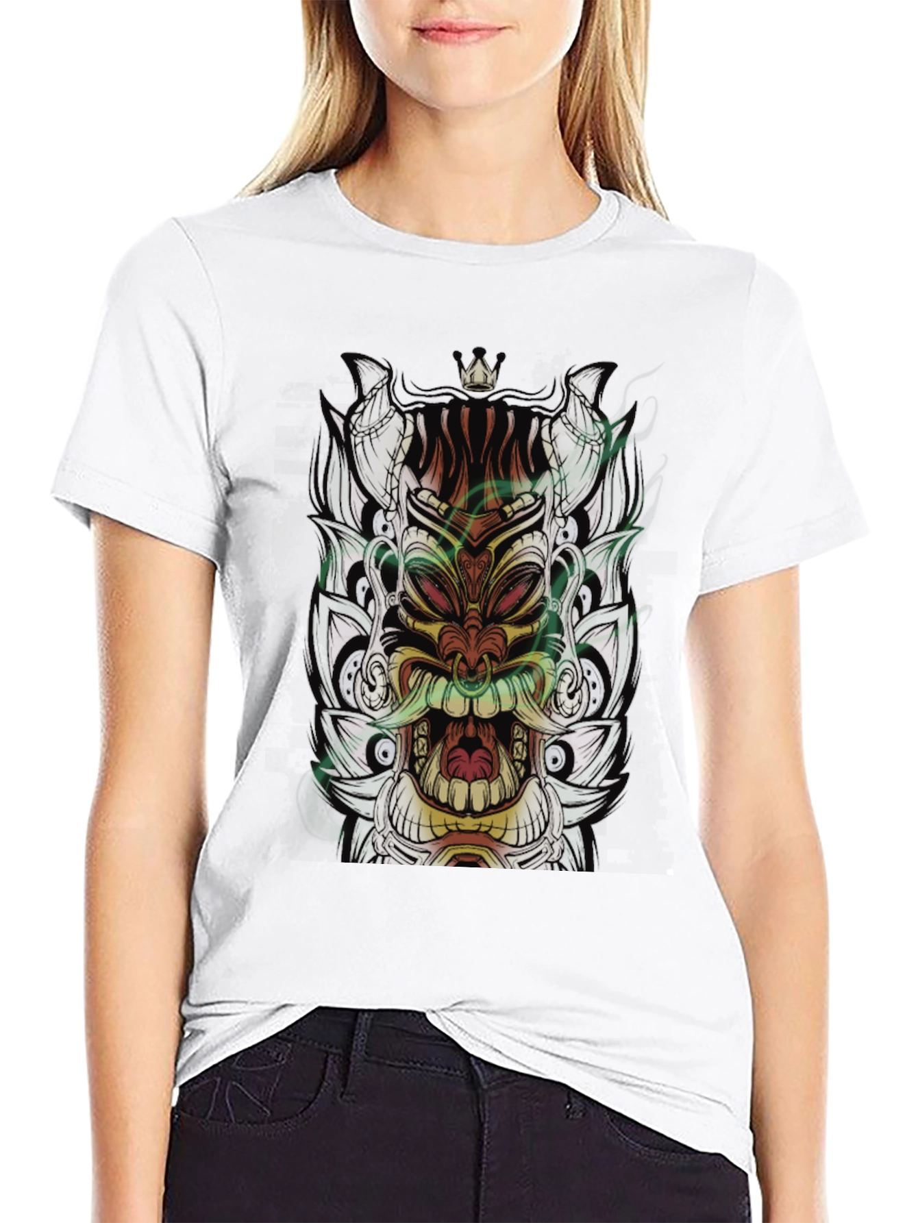Tiki Mask Graphic Black T-Shirt