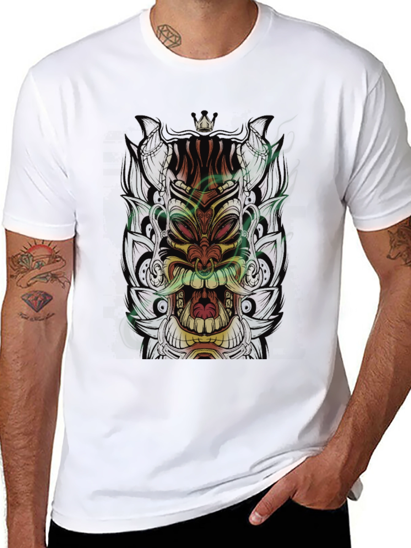 Tiki Mask Graphic Black T-Shirt