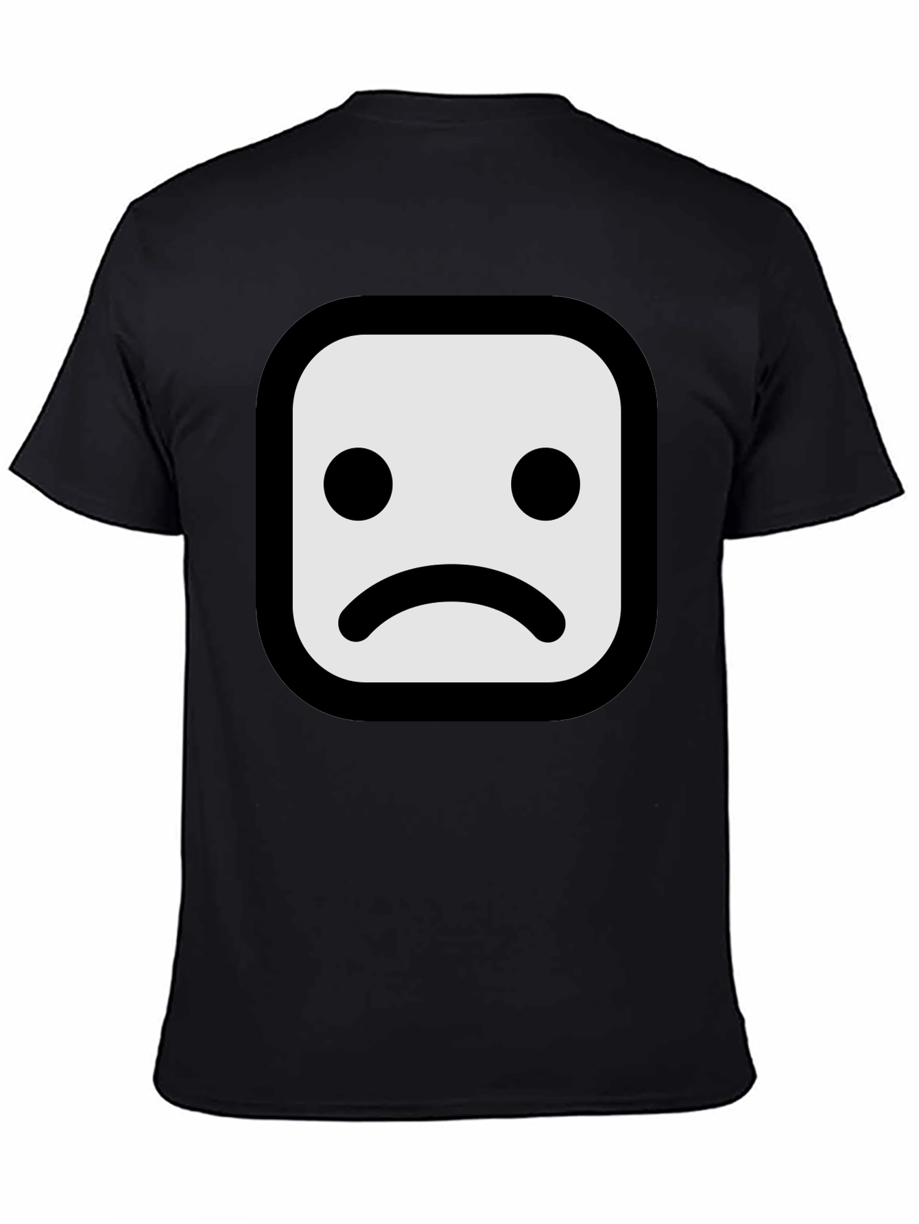 Sad Face Graphic T-Shirt - Black Cotton Blend