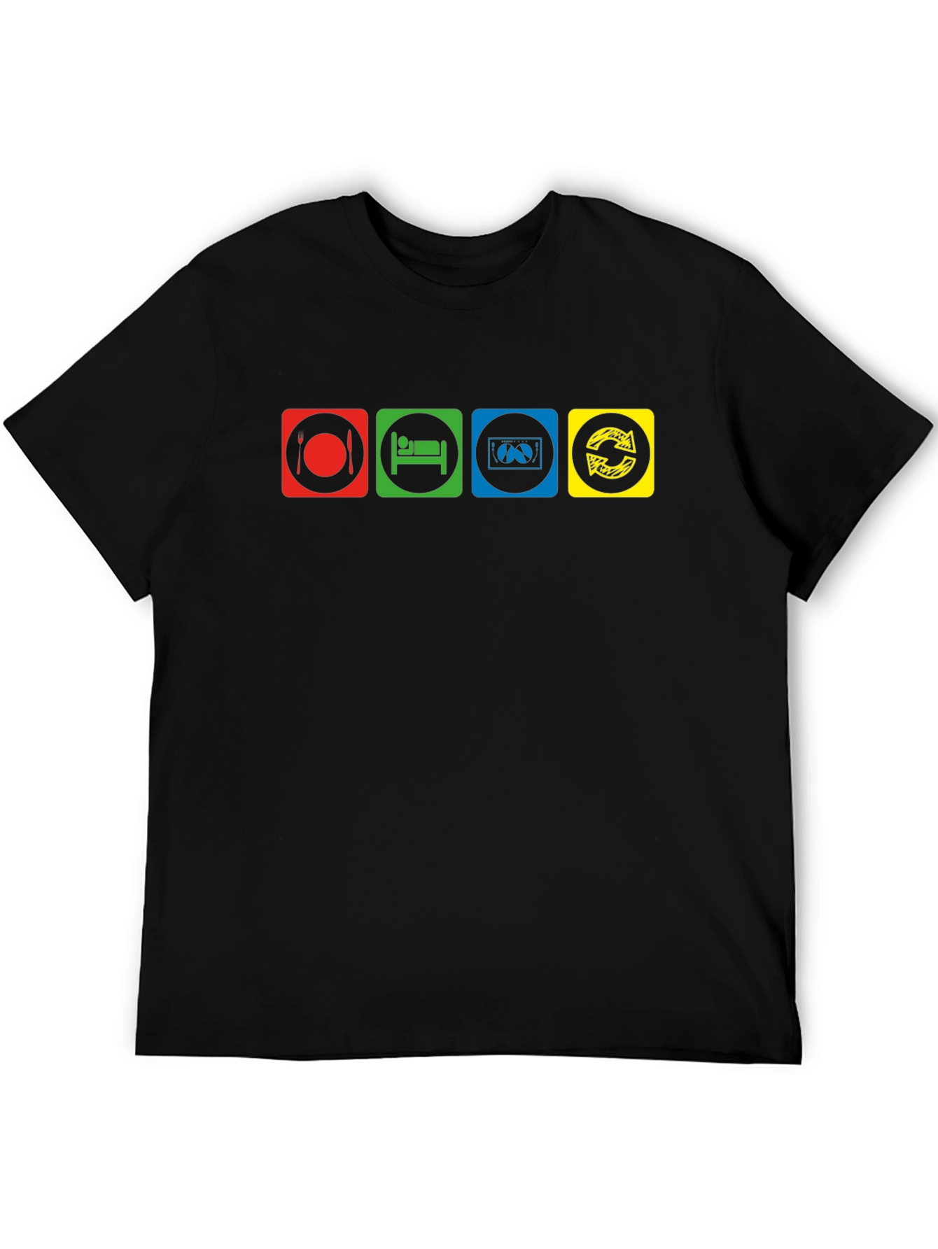 Eat Sleep Code Repeat Black Graphic T-Shirt