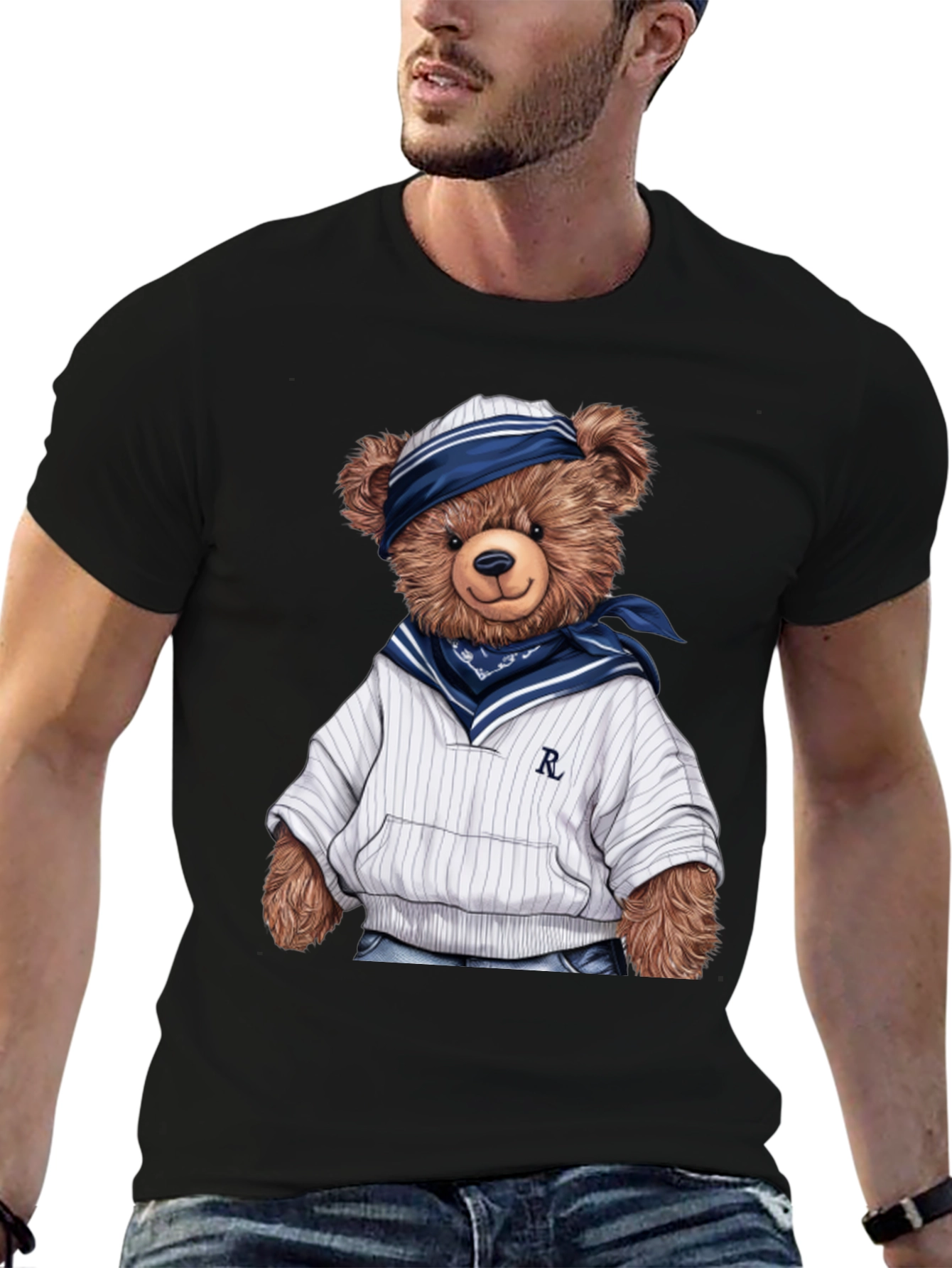 Teddy Bear Sailor Black T-Shirt