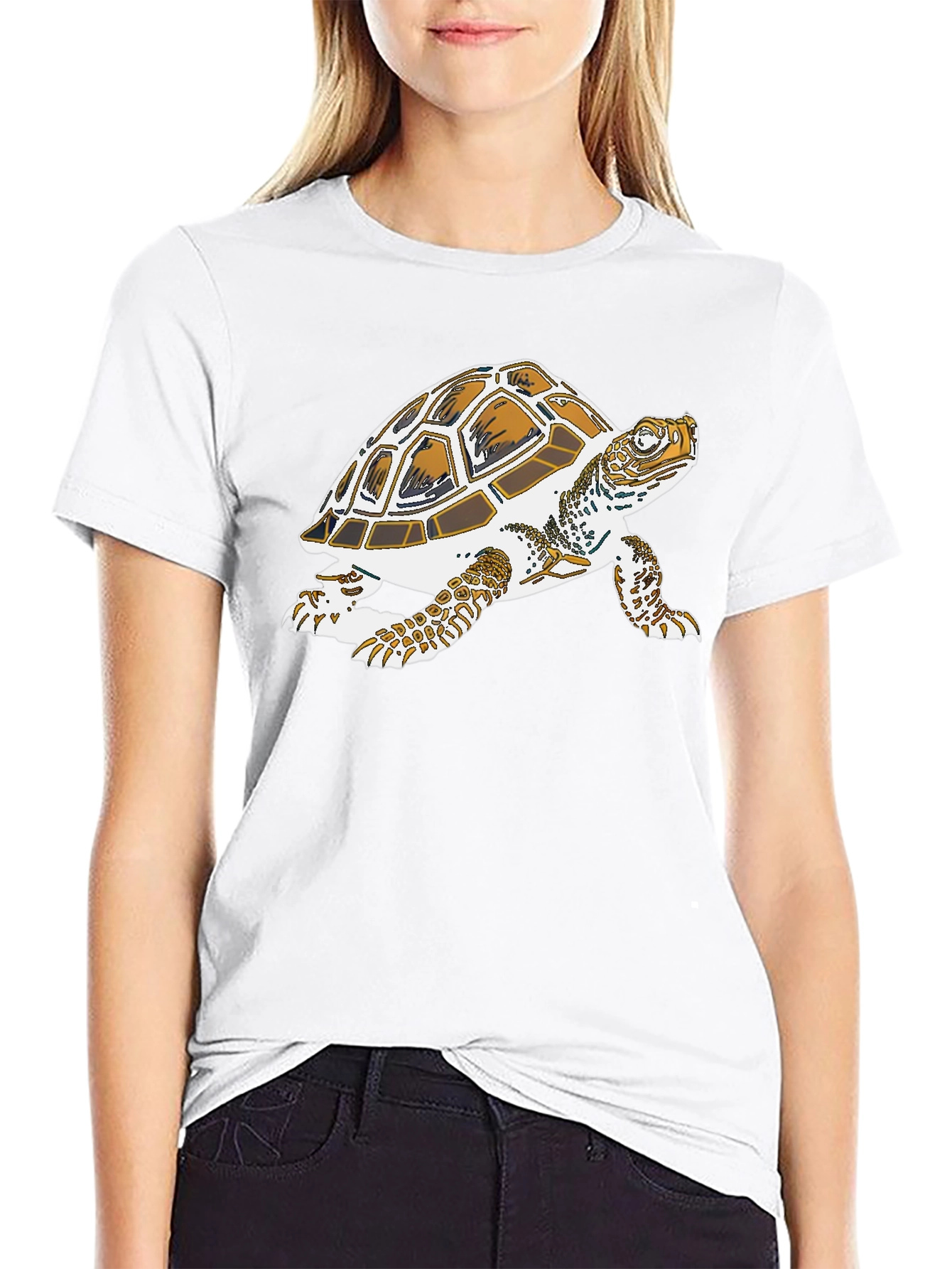 Turtle Graphic Tee - Black Cotton Casual Shirt