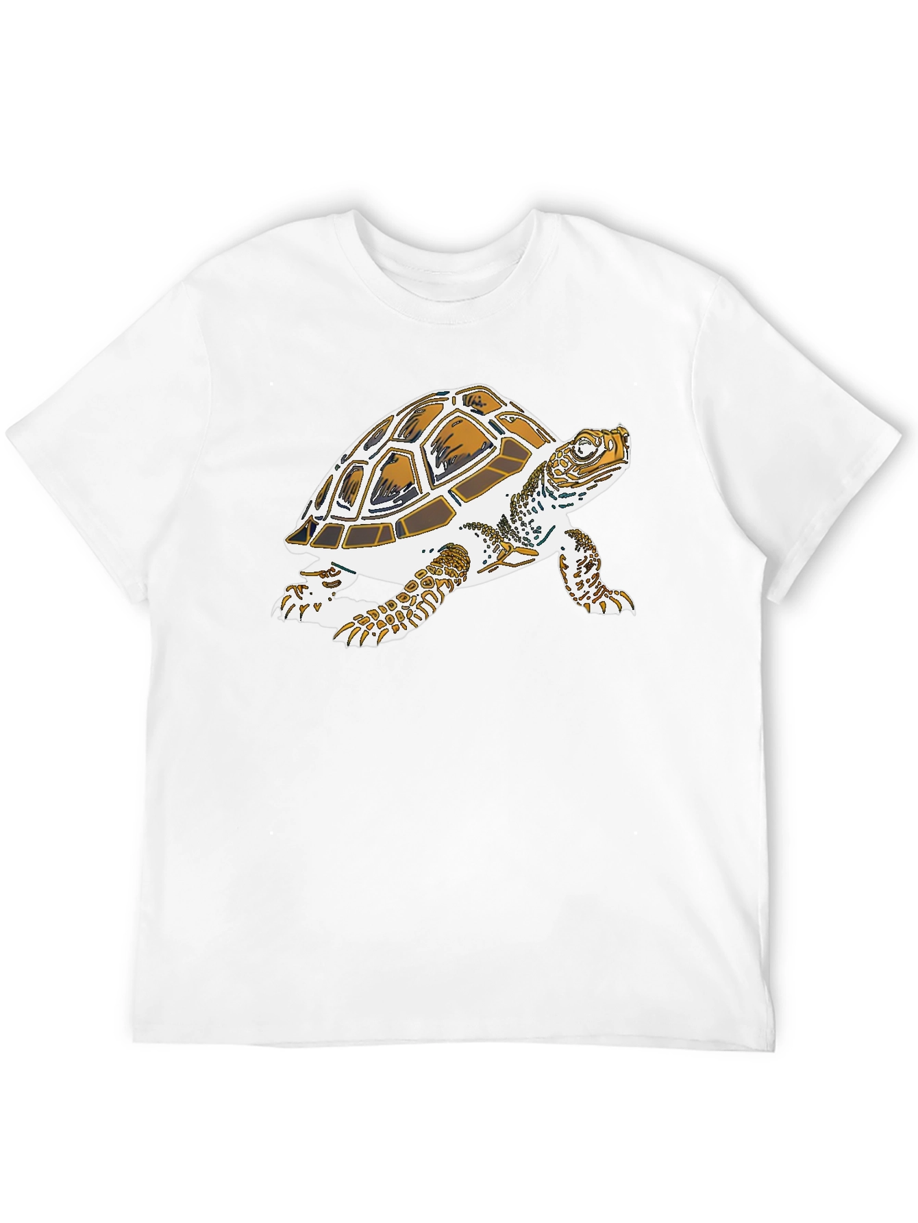 Turtle Graphic Tee - Black Cotton Casual Shirt