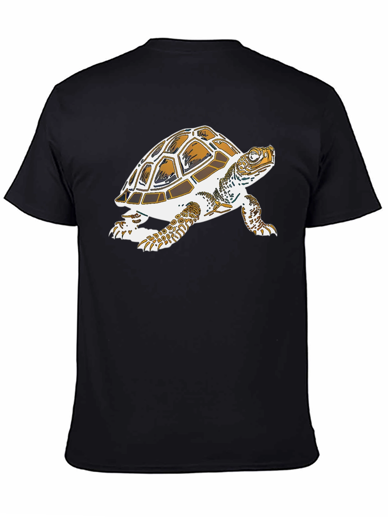 Turtle Graphic Tee - Black Cotton Casual Shirt