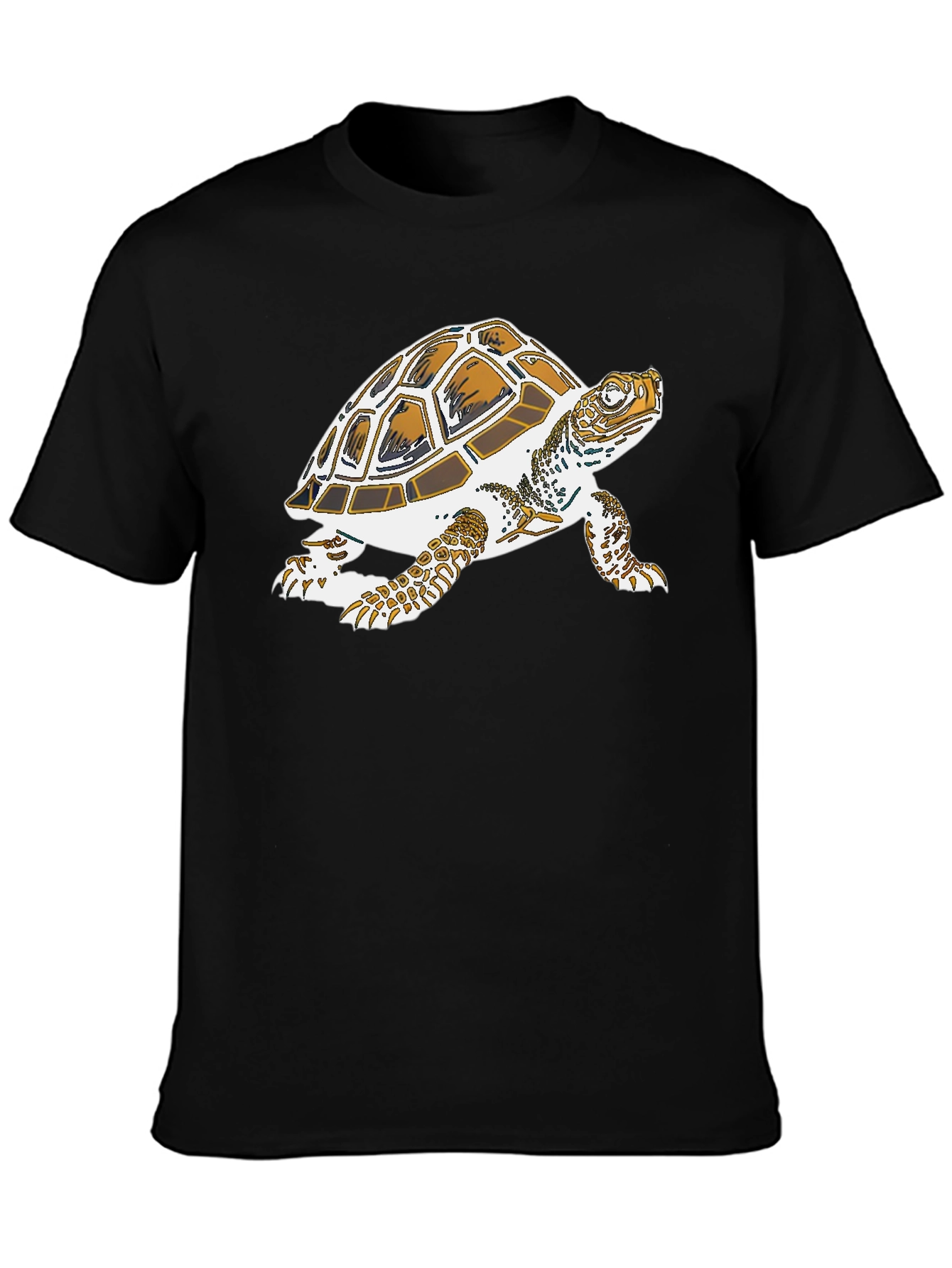 Turtle Graphic Tee - Black Cotton Casual Shirt