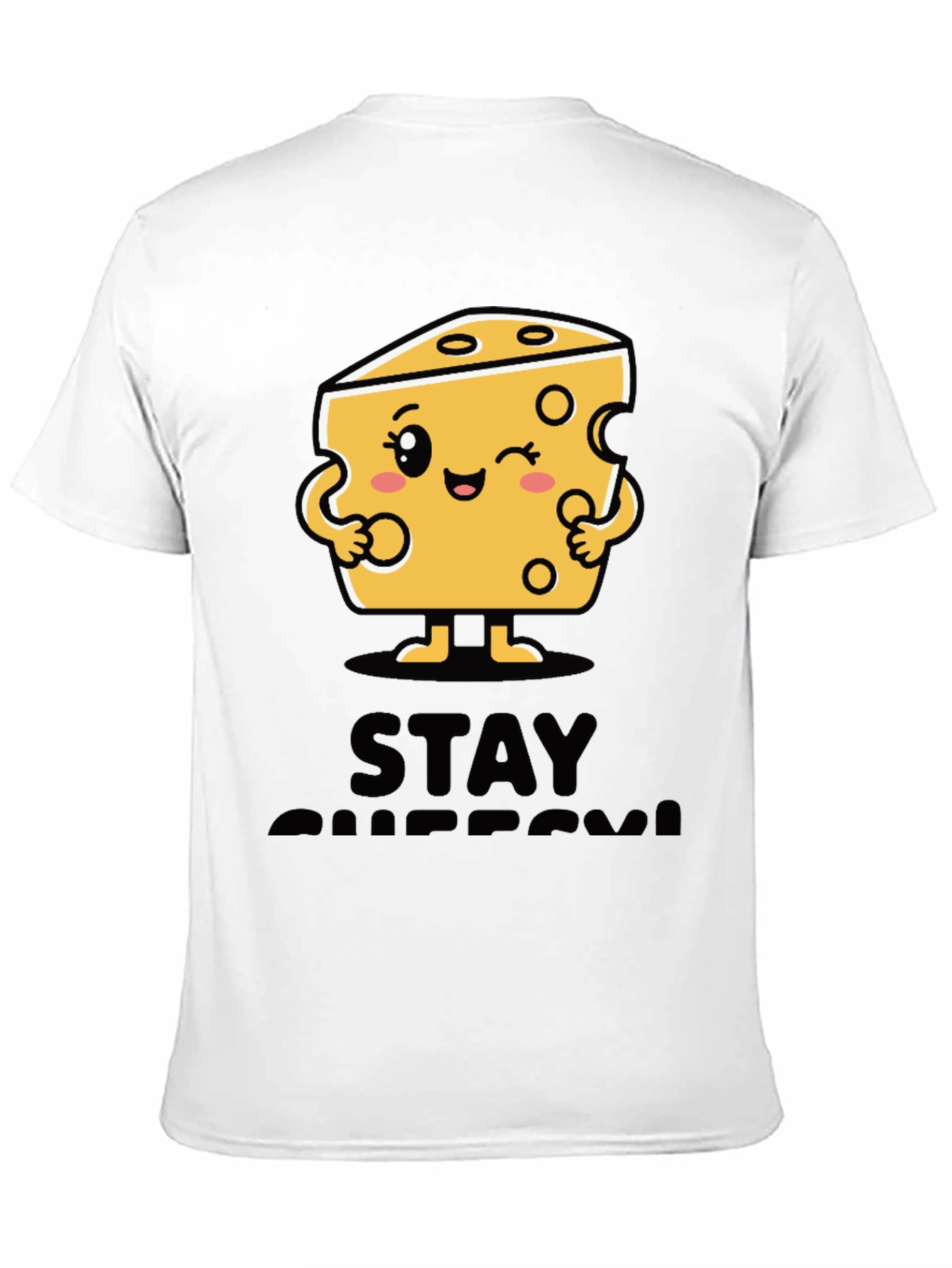 Stay Cheesy Cartoon Graphic Black T-Shirt