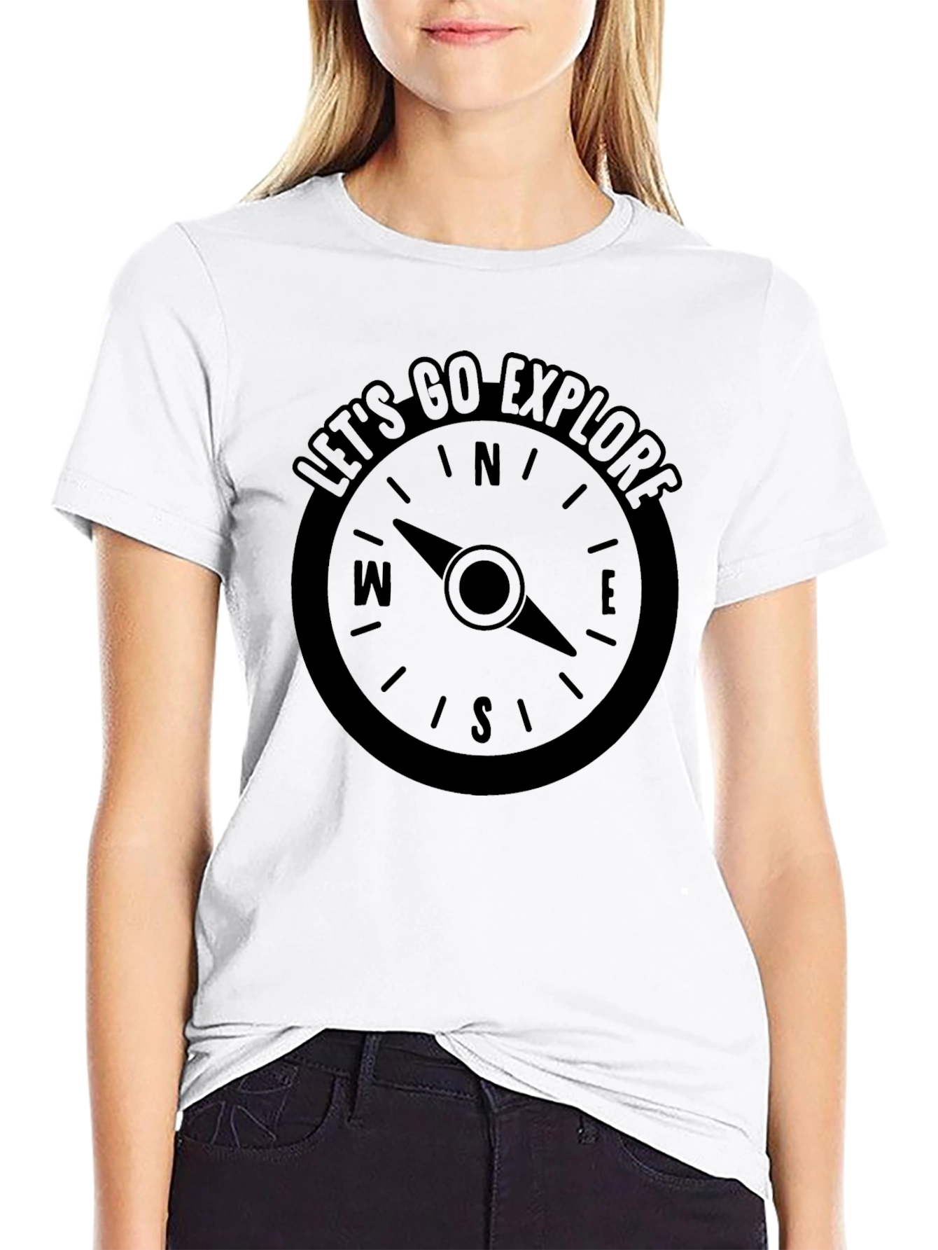 Lets Go Explore Compass Graphic T-Shirt
