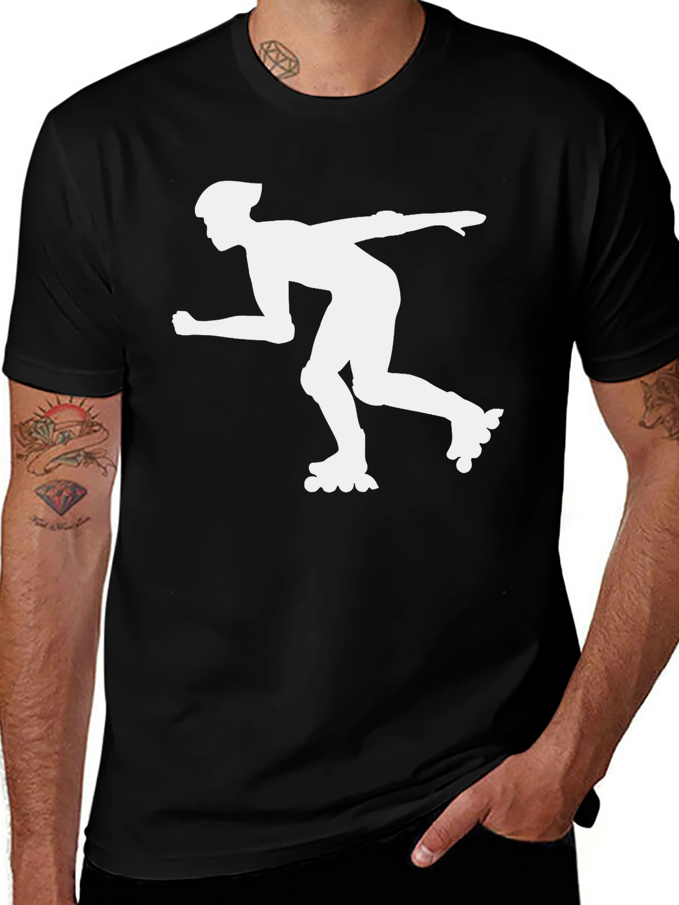 Inline Skater Graphic Tee - Black Cotton T-Shirt