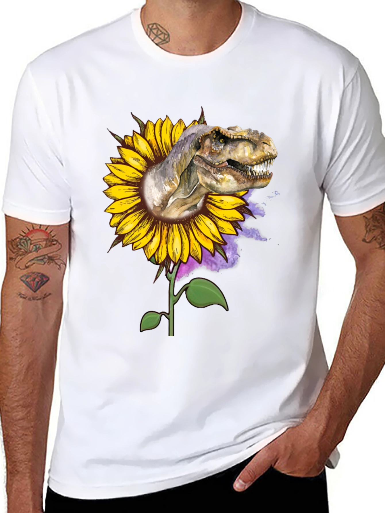 Dinosaur Sunflower Graphic Tee
