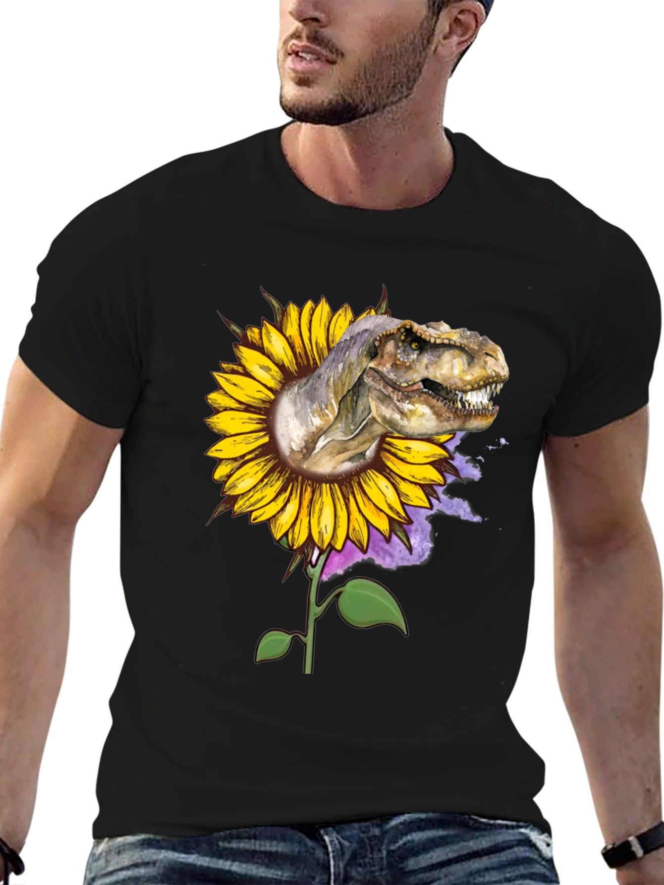 Dinosaur Sunflower Graphic Tee