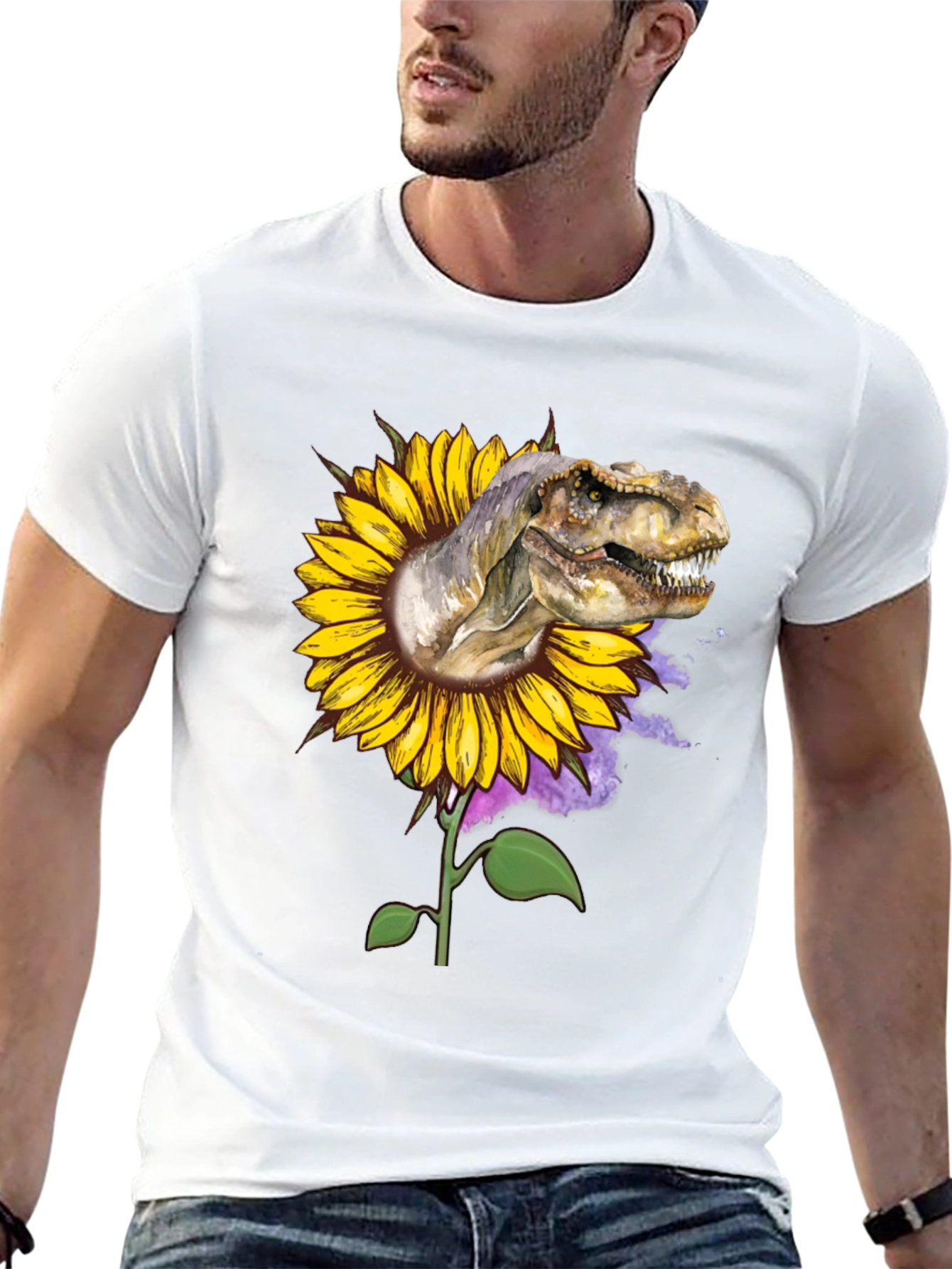 Dinosaur Sunflower Graphic Tee