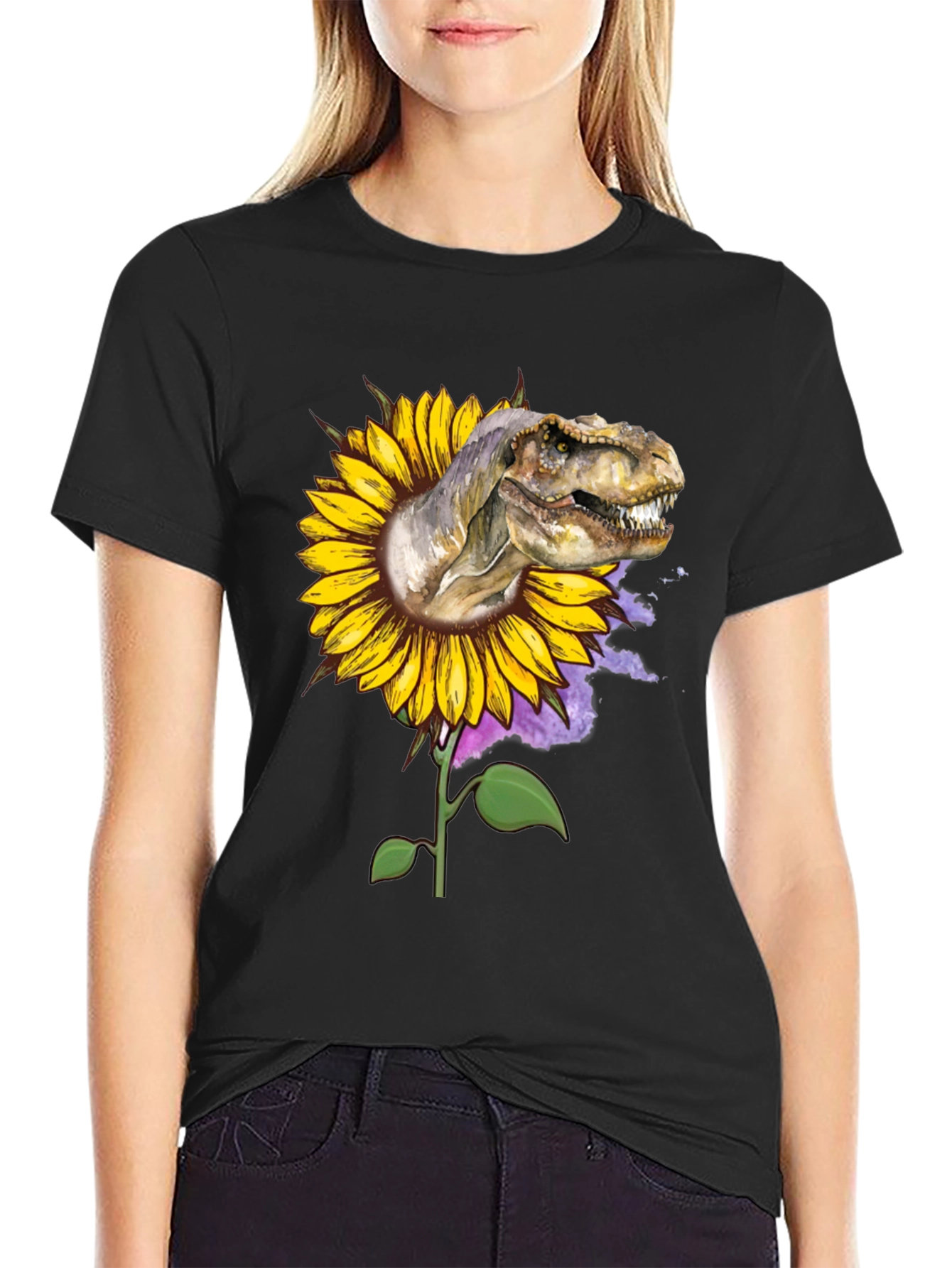 Dinosaur Sunflower Graphic Tee