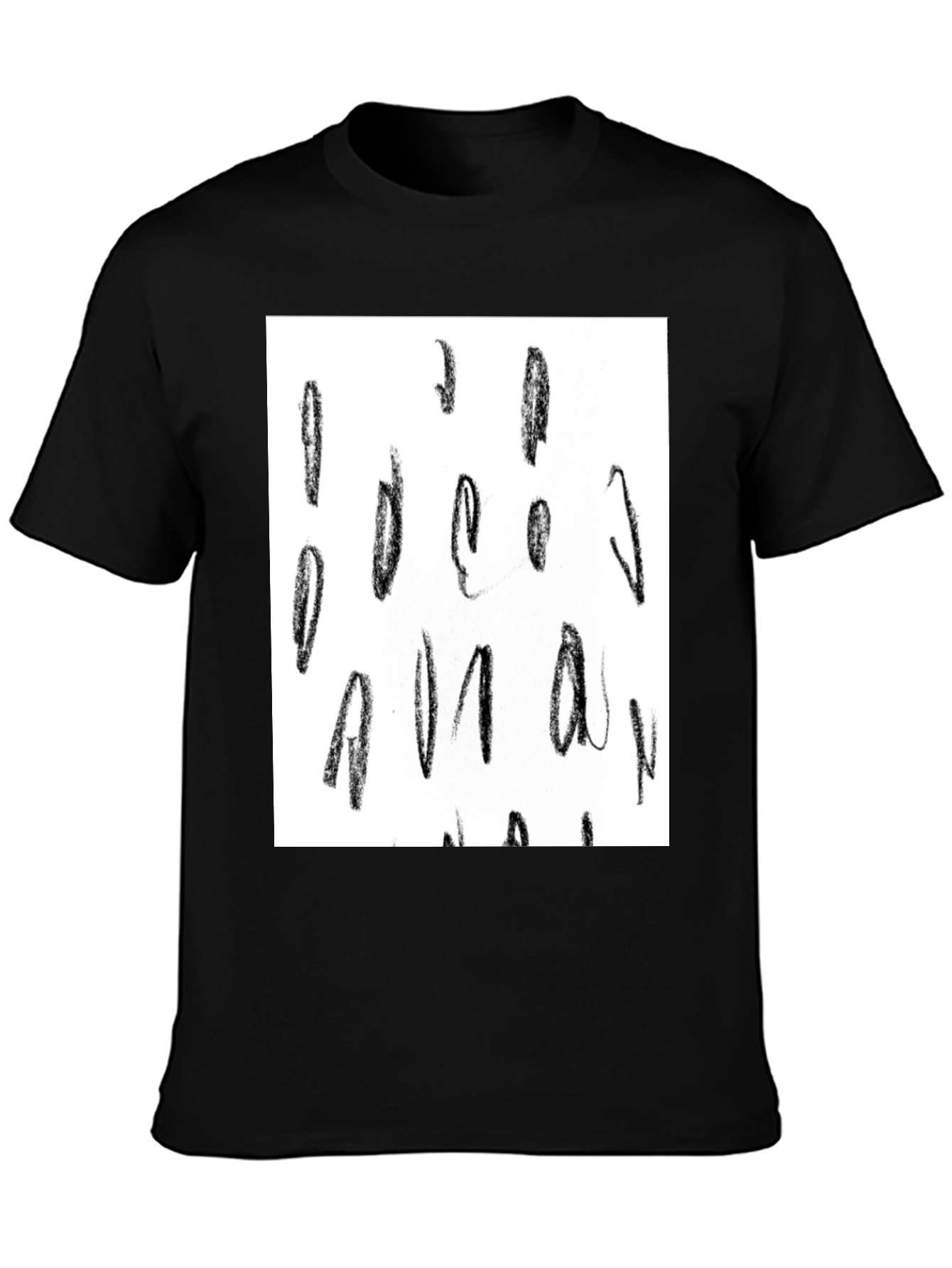 Abstract Scribble Graphic Black T-Shirt