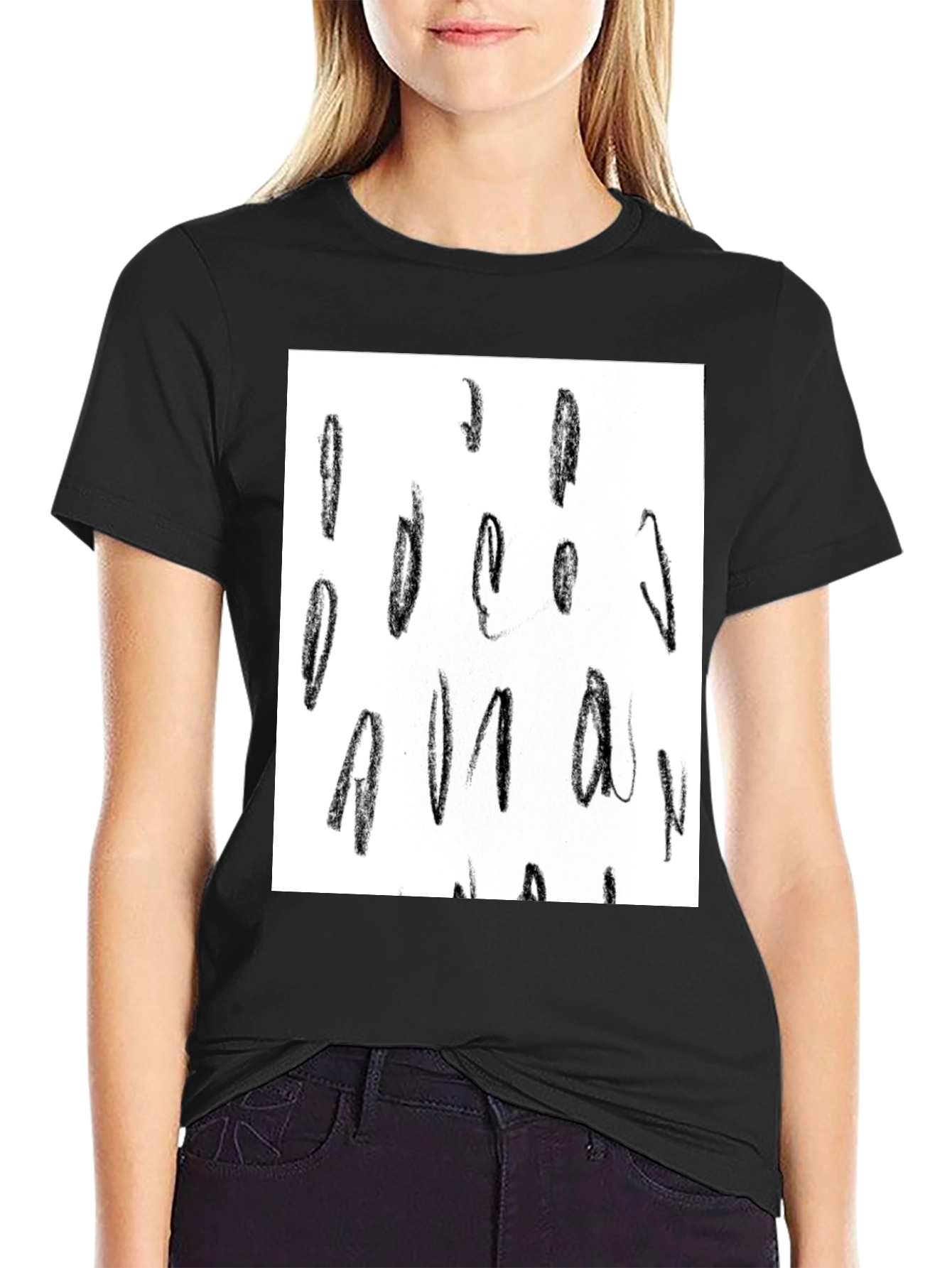 Abstract Scribble Graphic Black T-Shirt