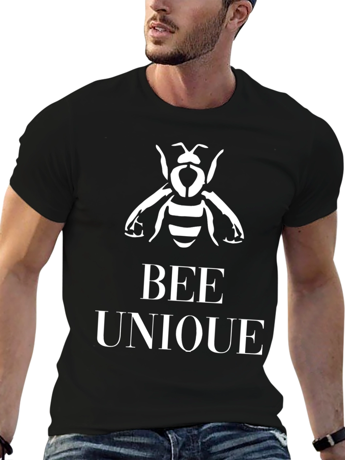 Bee Unique Graphic Tee - Black Cotton Blend