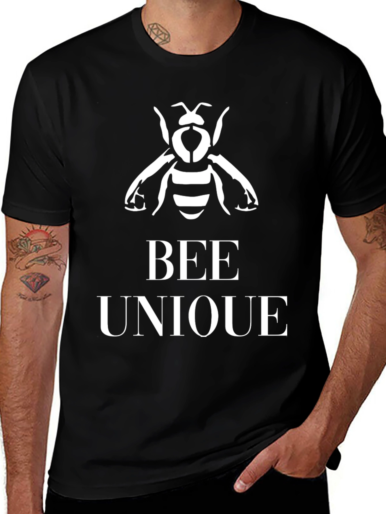Bee Unique Graphic Tee - Black Cotton Blend