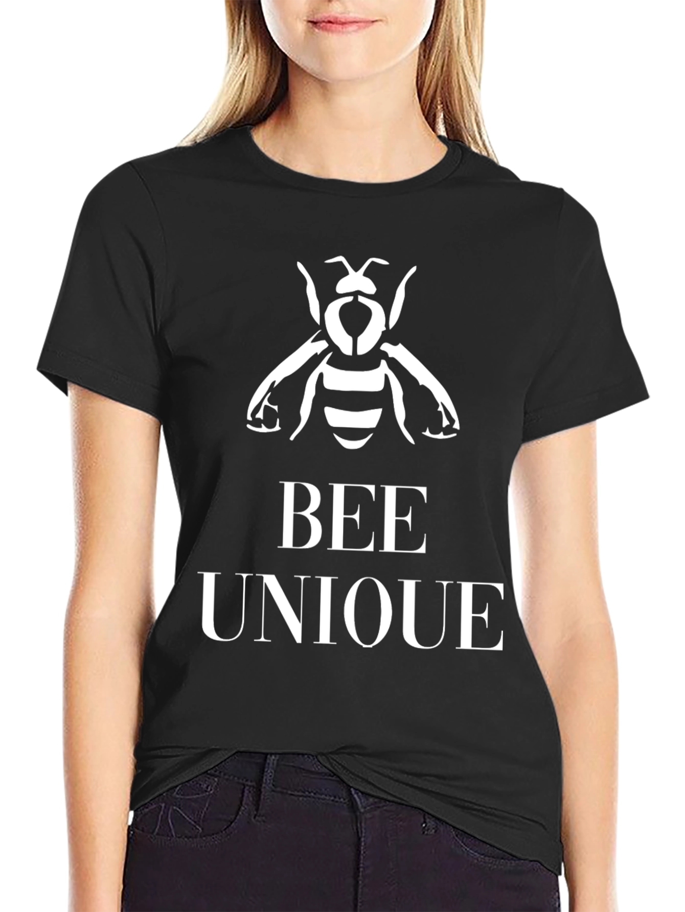 Bee Unique Graphic Tee - Black Cotton Blend