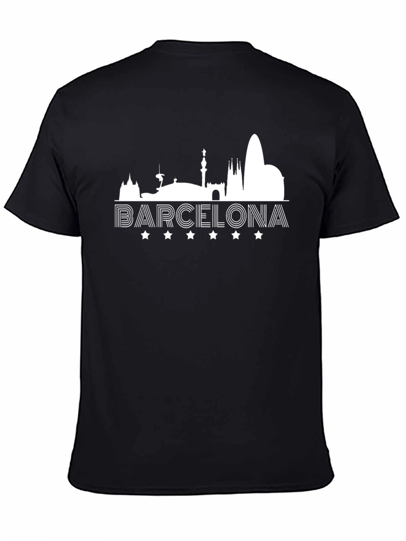 Barcelona Skyline Graphic T-Shirt - Black Cotton Tee