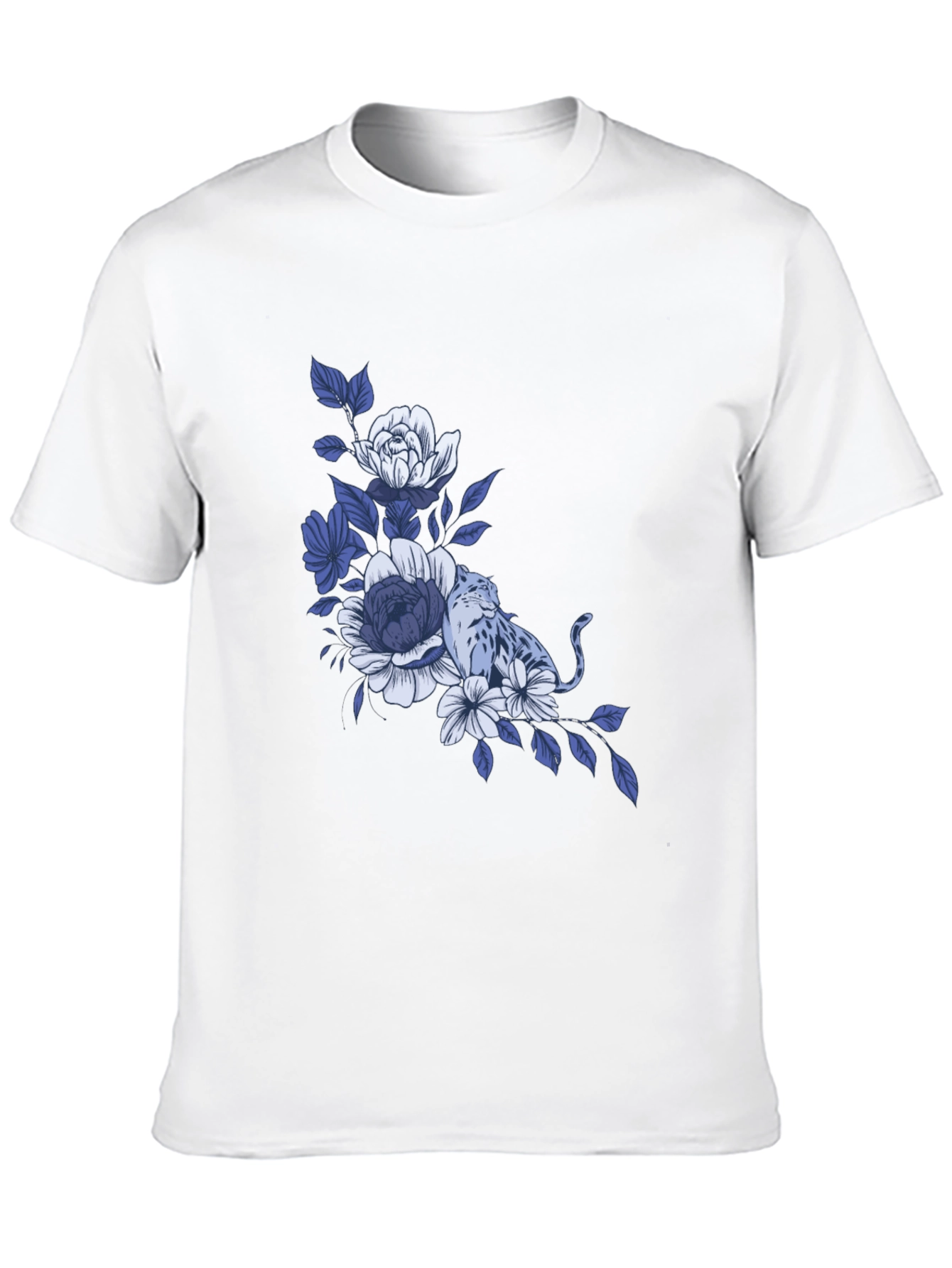 Floral Leopard Graphic Tee - Stylish Black T-Shirt