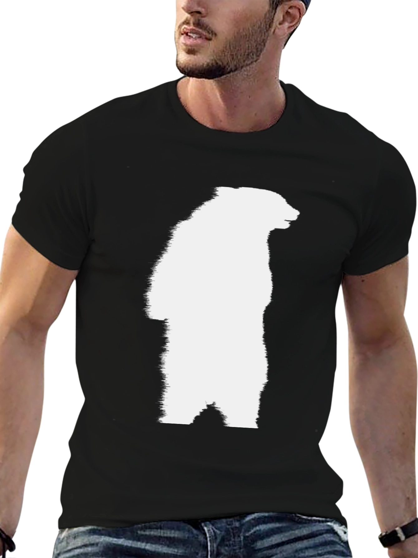 Bear Graphic Tee - Black Cotton Blend