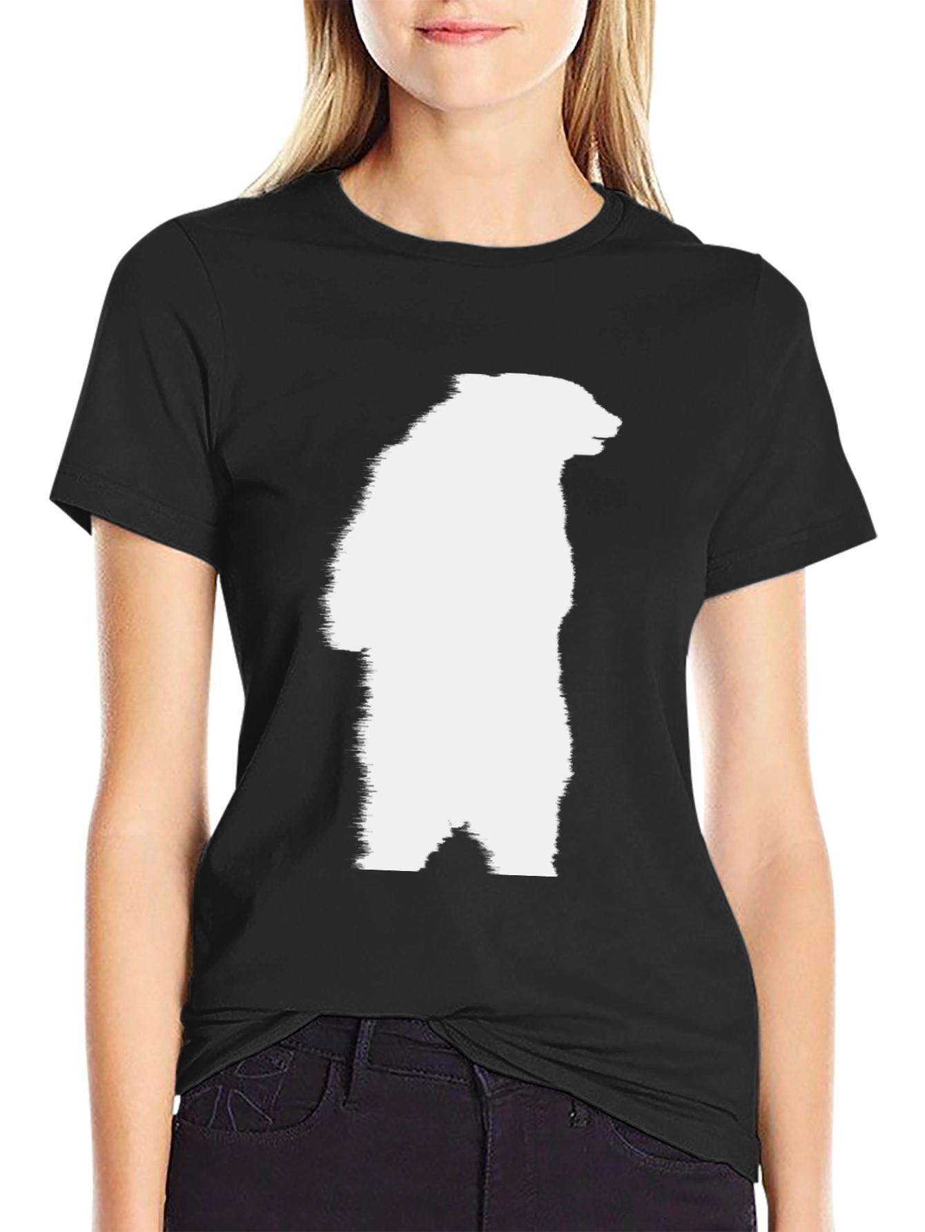 Bear Graphic Tee - Black Cotton Blend