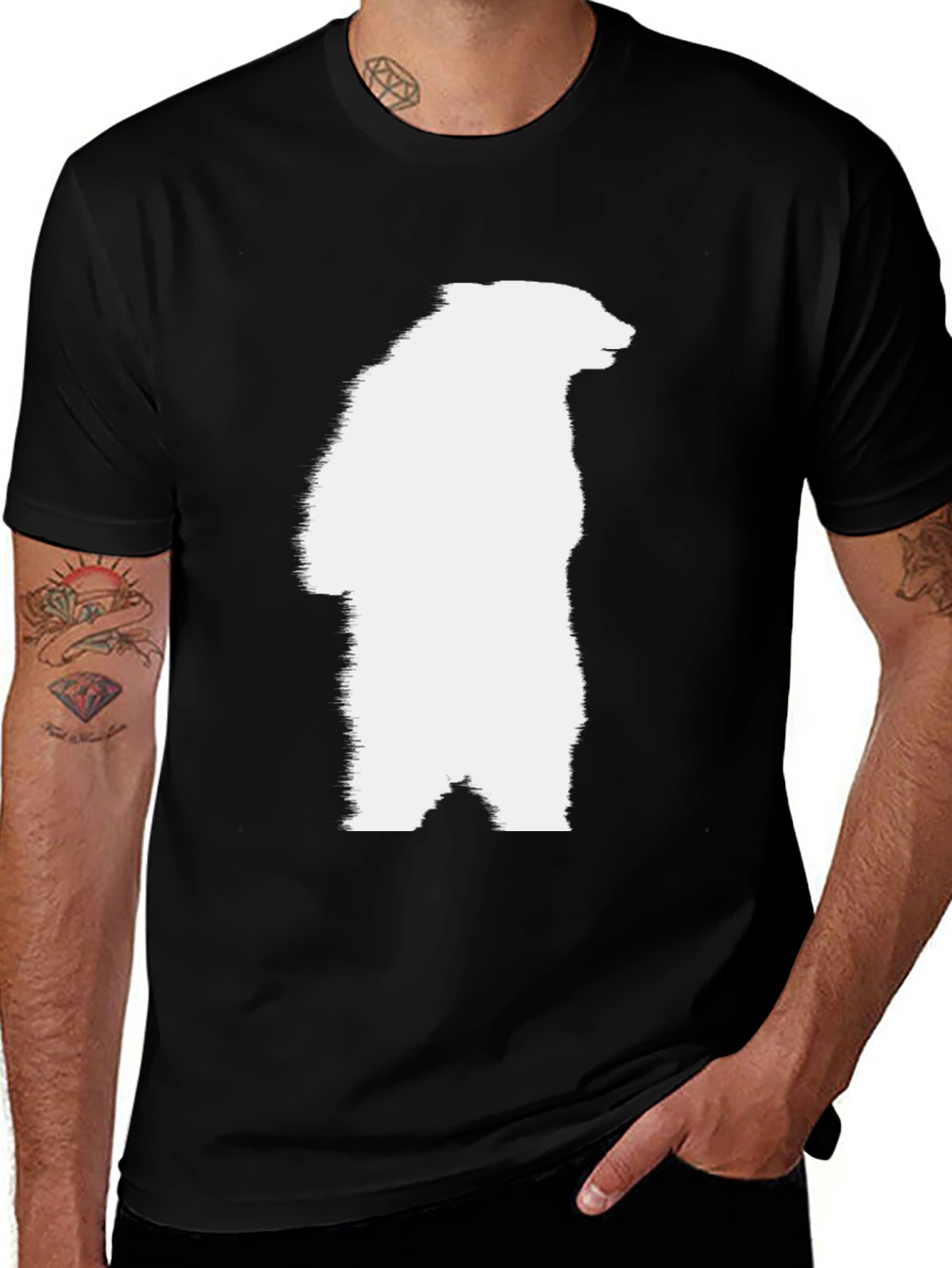 Bear Graphic Tee - Black Cotton Blend