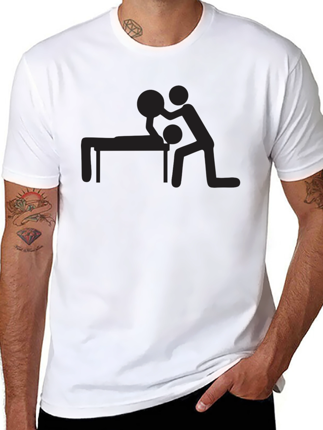 Humorous Massage Graphic Tee - Black