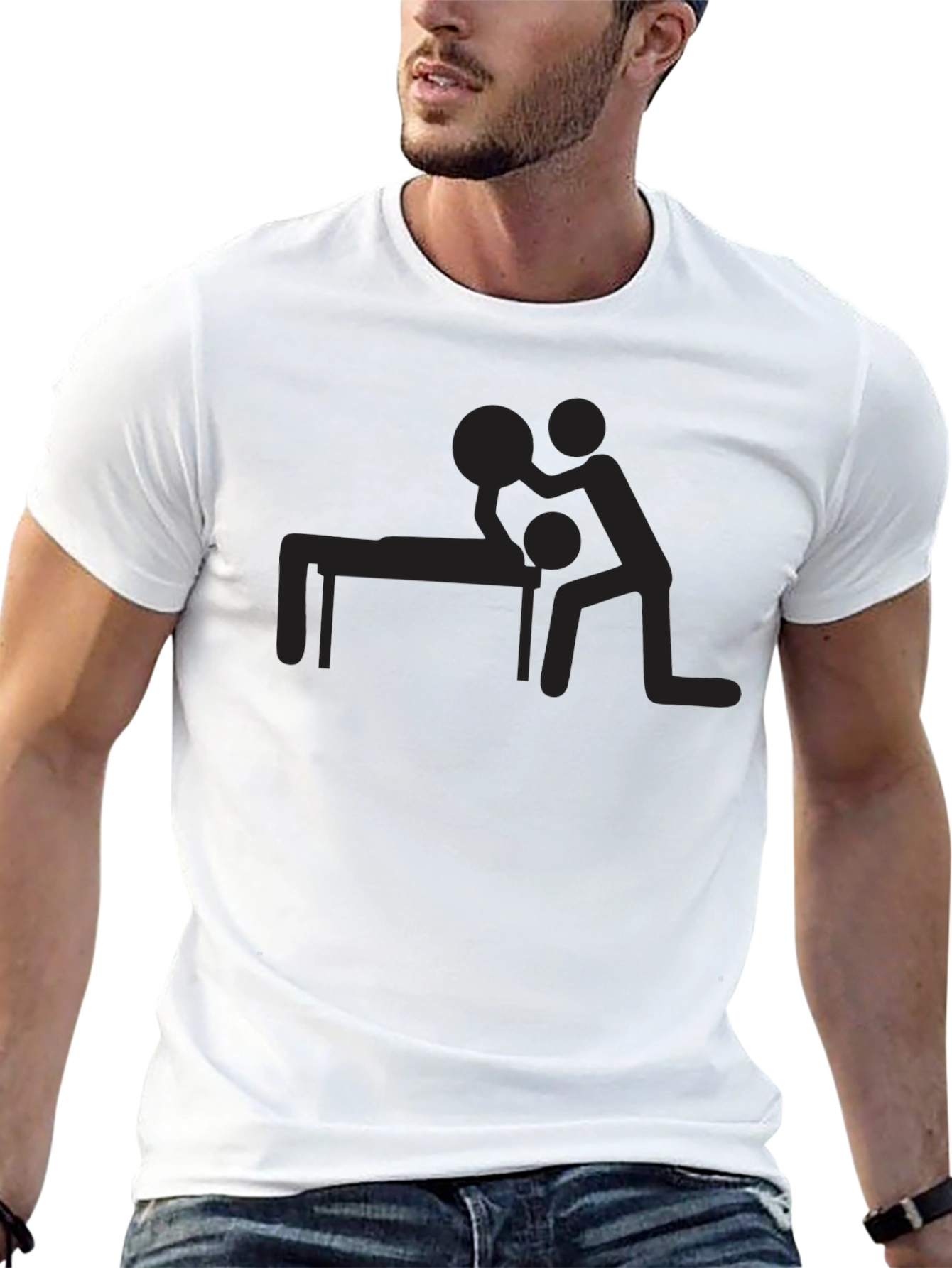 Humorous Massage Graphic Tee - Black