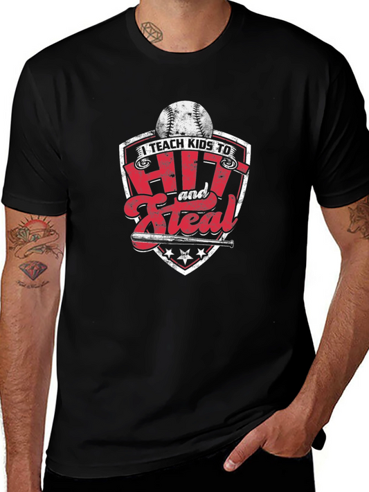 I Teach Kids to Hit and Steal Baseball Graphic Tee