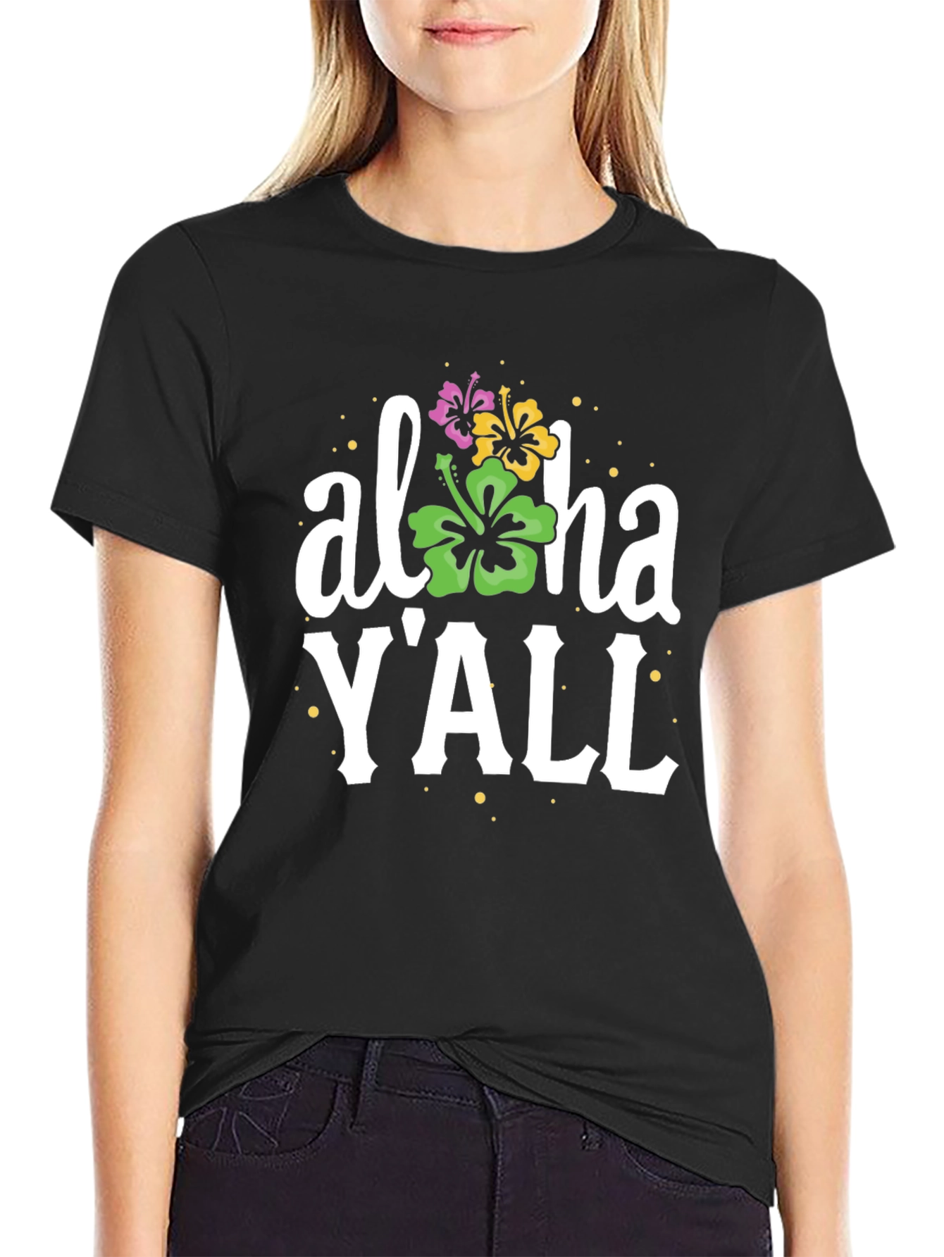 Aloha YAll T-Shirt - Black Casual Tee