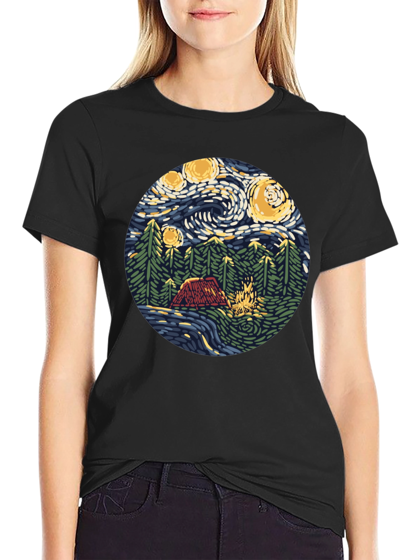 Starry Night Camping Graphic Tee - Unisex