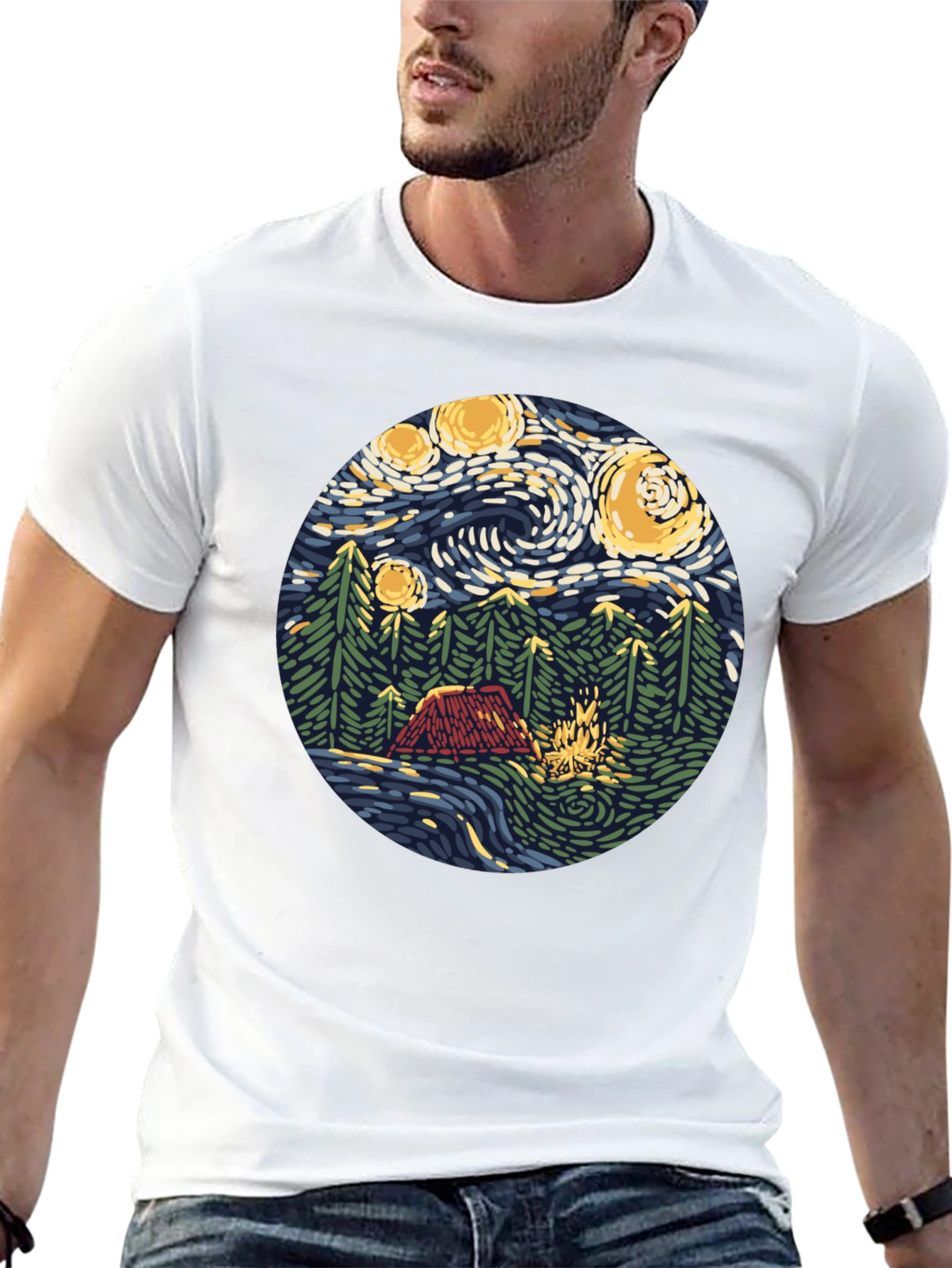 Starry Night Camping Graphic Tee - Unisex