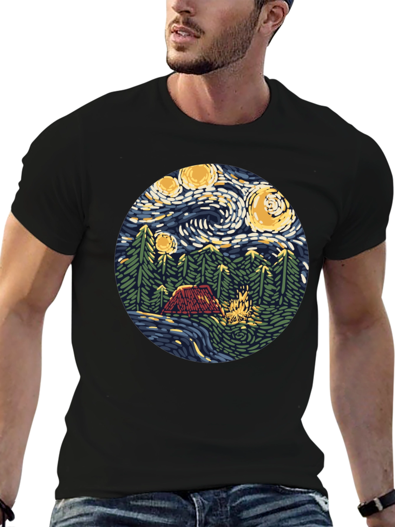 Starry Night Camping Graphic Tee - Unisex