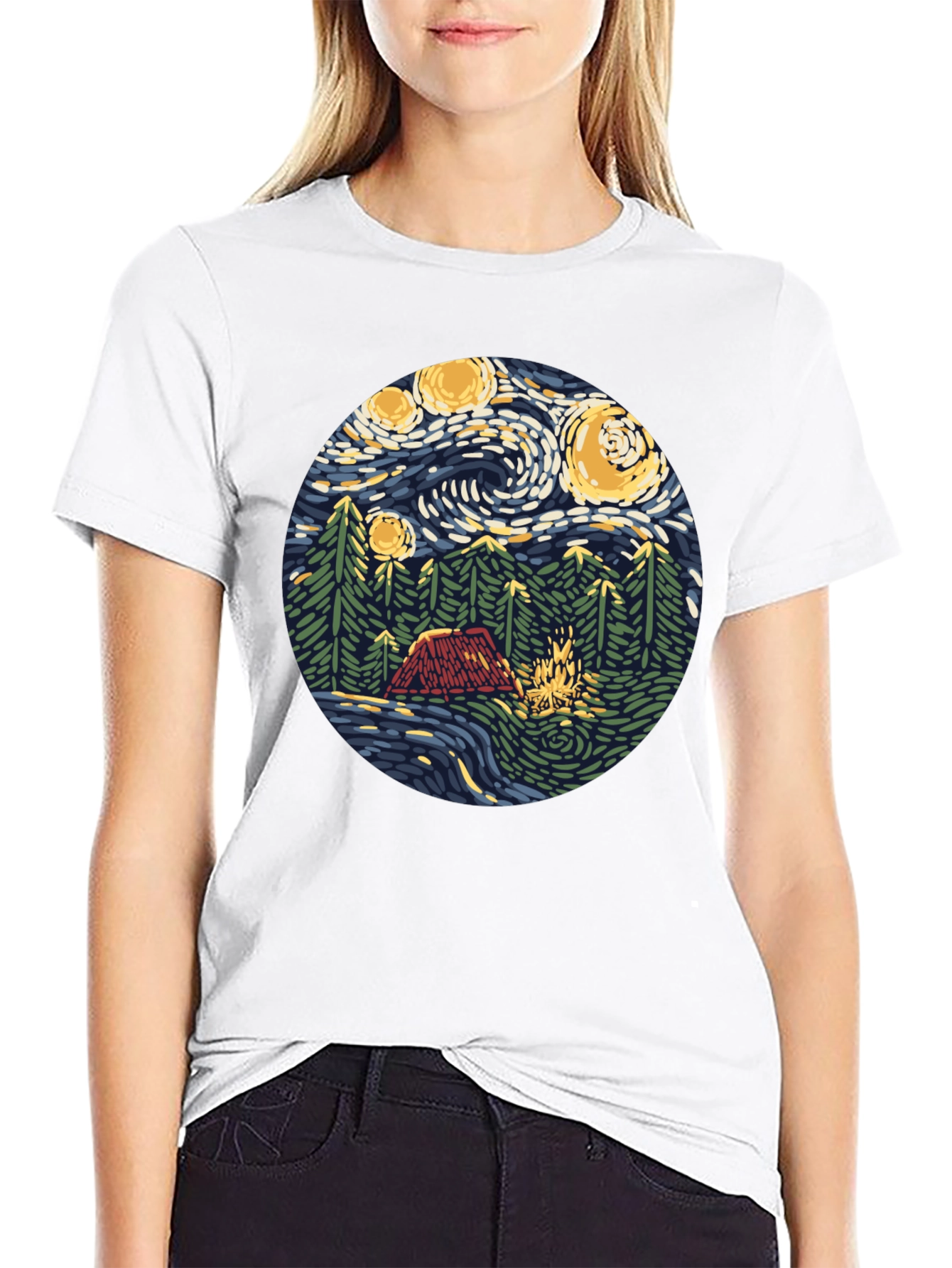 Starry Night Camping Graphic Tee - Unisex