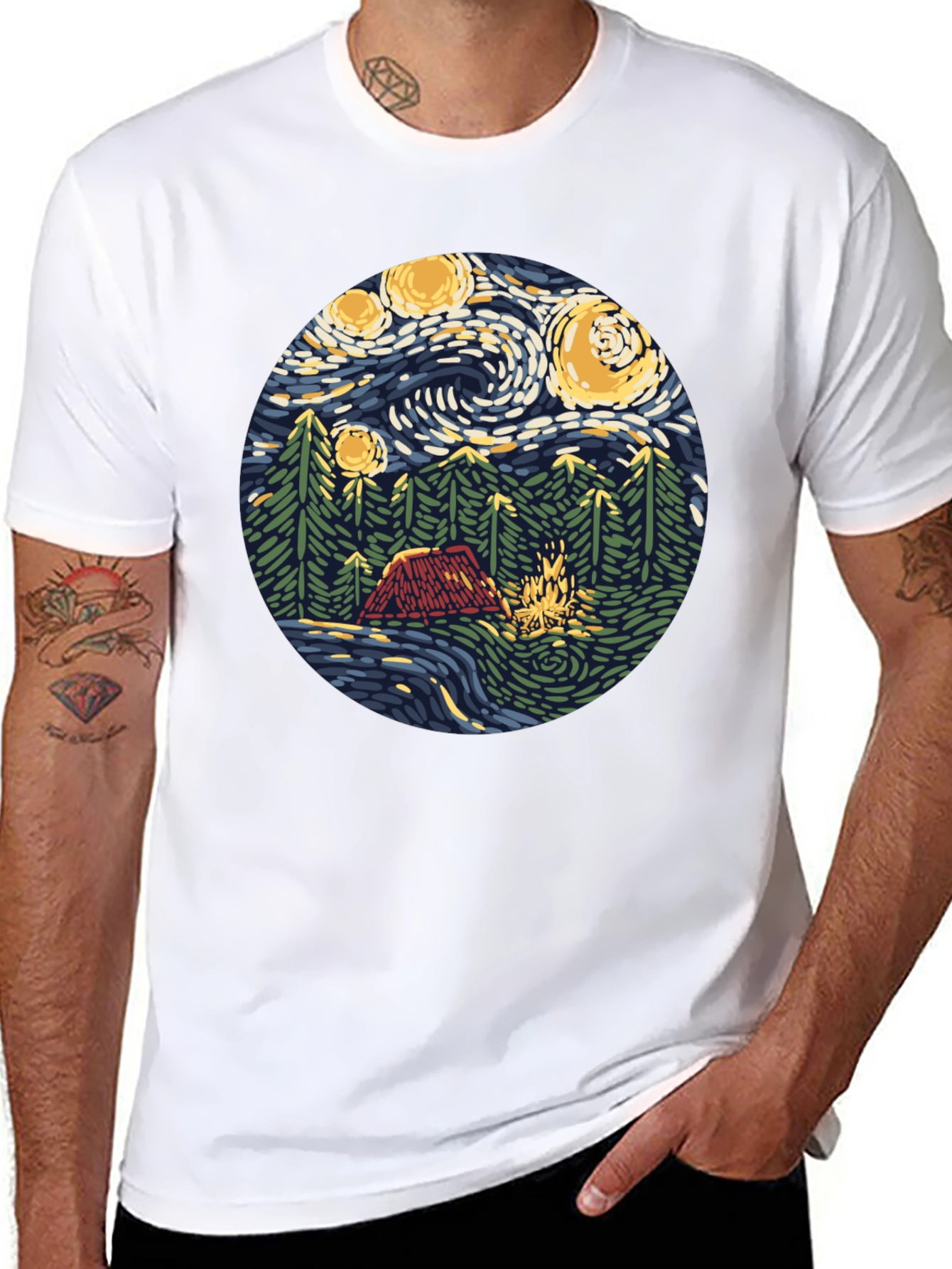 Starry Night Camping Graphic Tee - Unisex