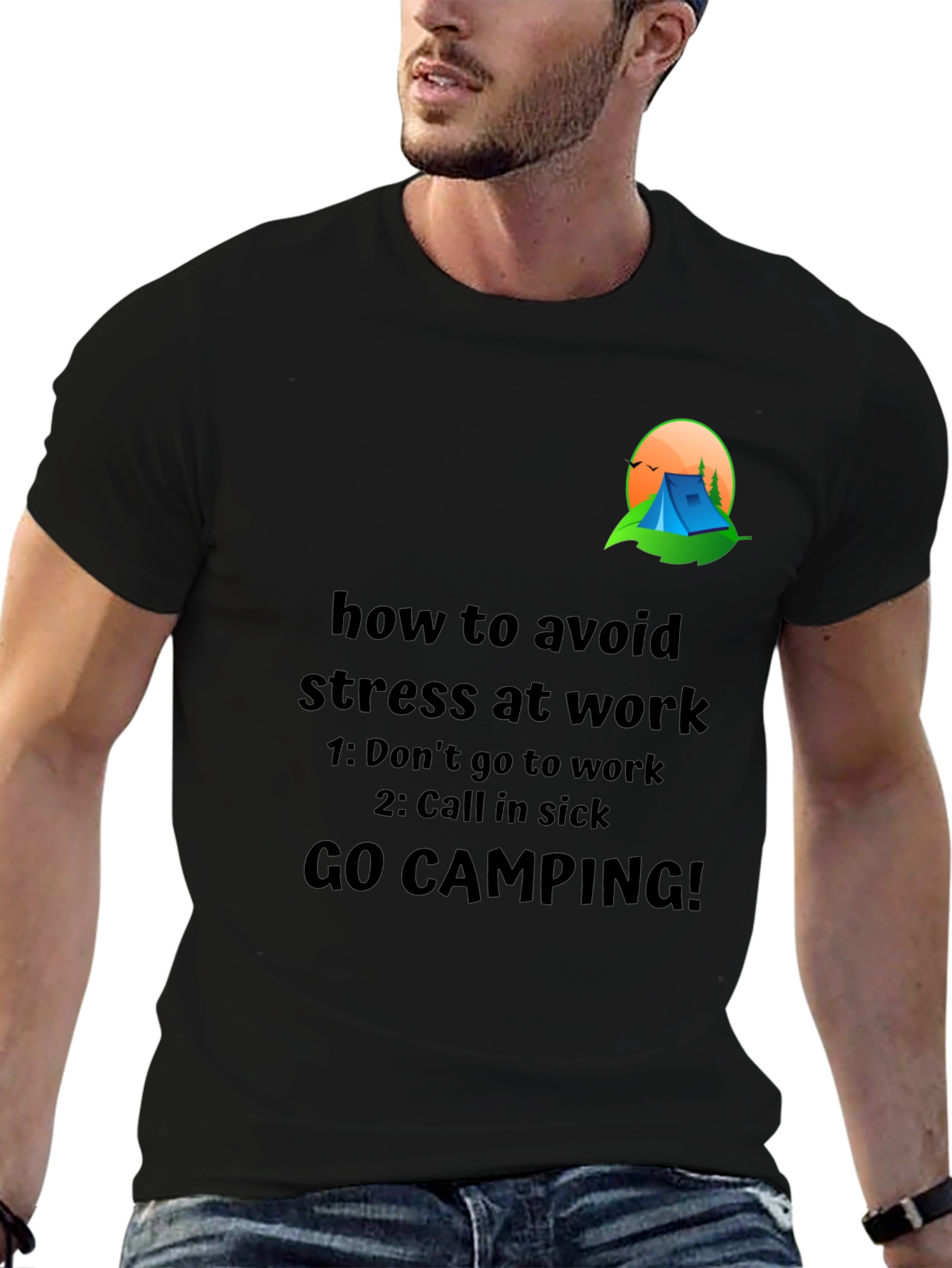 Avoid Stress T-Shirt: Camping Graphic Tee