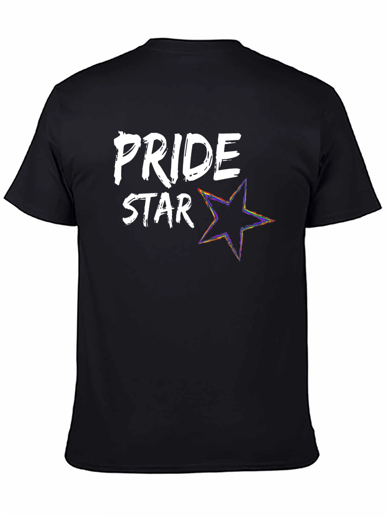 Pride Star Graphic Tee - Black Cotton Blend