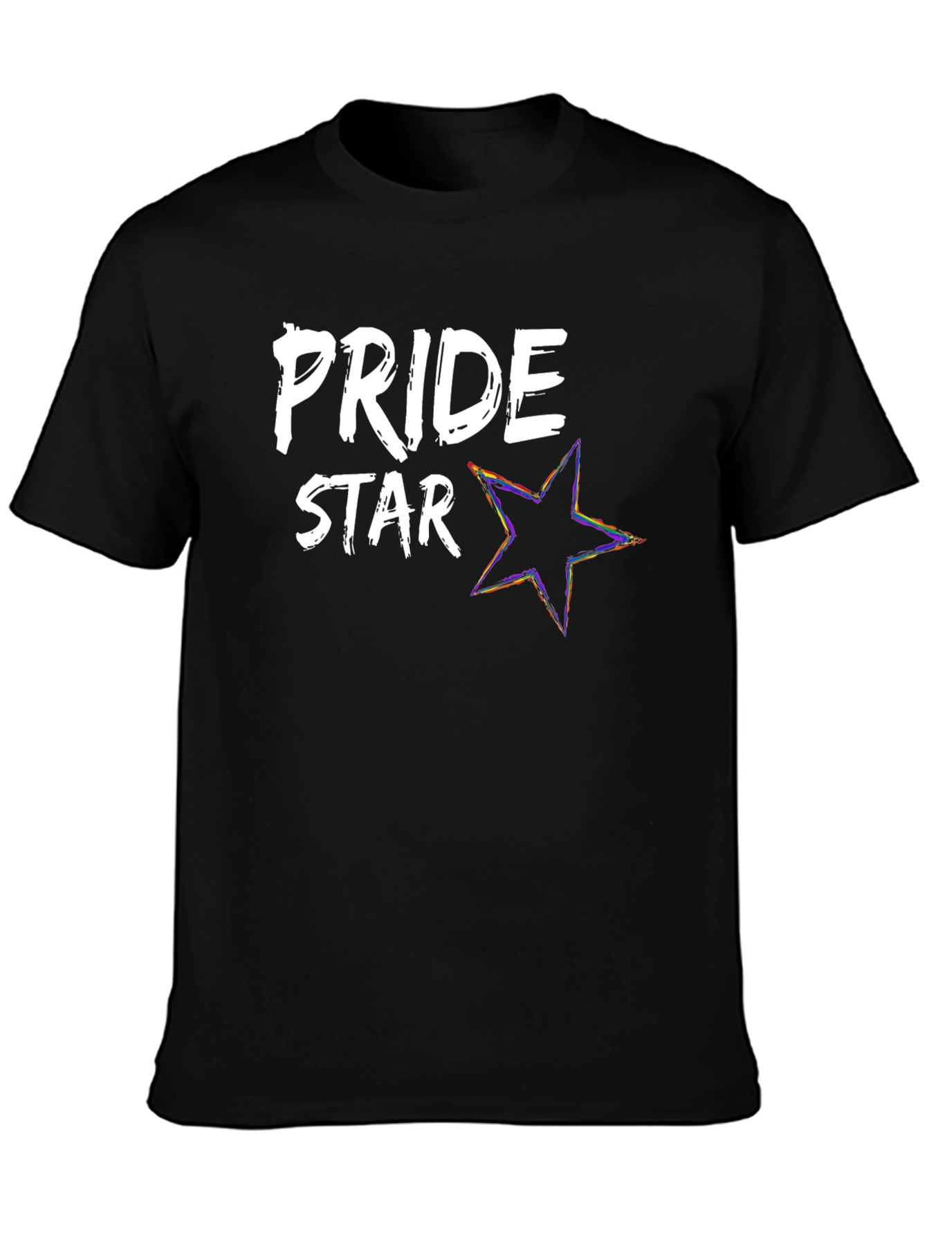 Pride Star Graphic Tee - Black Cotton Blend