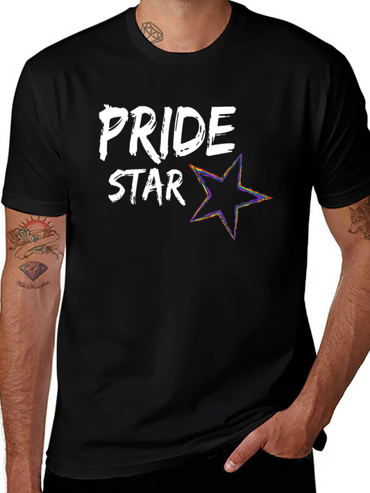 Pride Star Graphic Tee - Black Cotton Blend