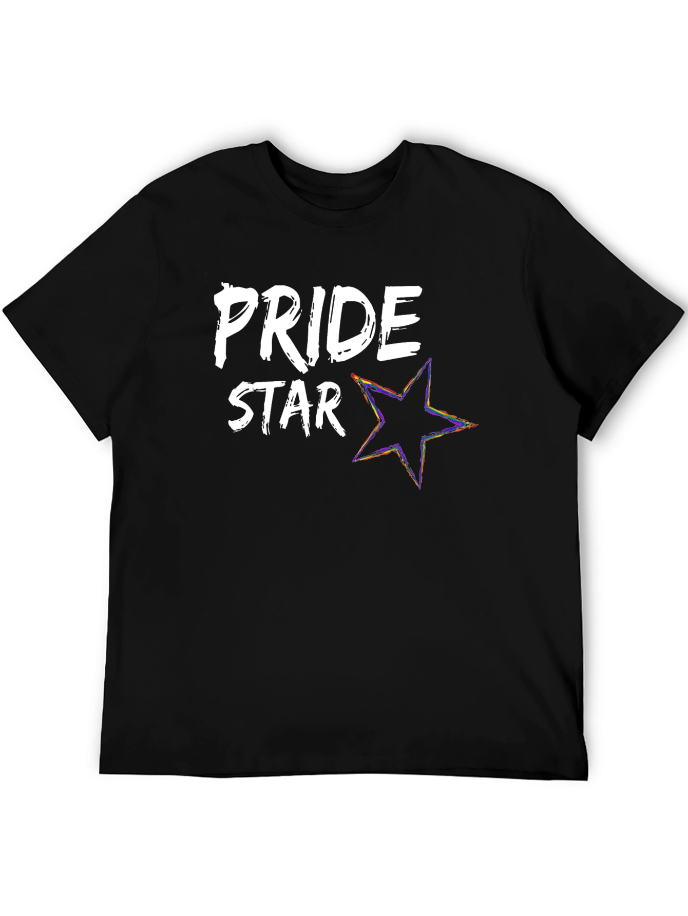 Pride Star Graphic Tee - Black Cotton Blend
