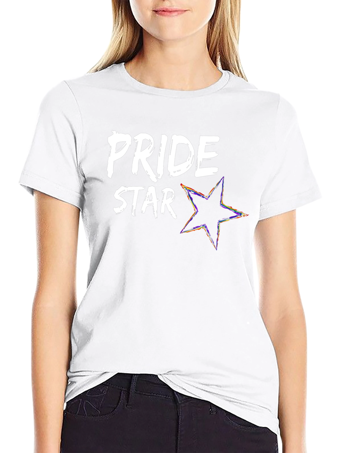 Pride Star Graphic Tee - Black Cotton Blend