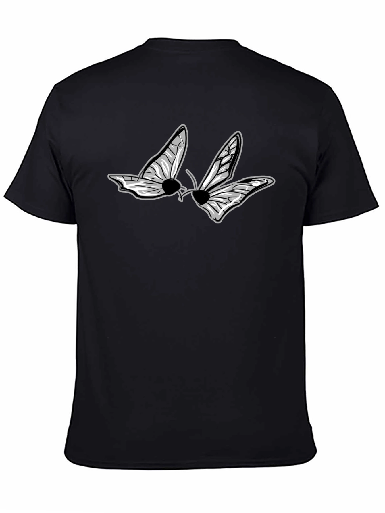 Black Graphic Tee - Butterfly Design