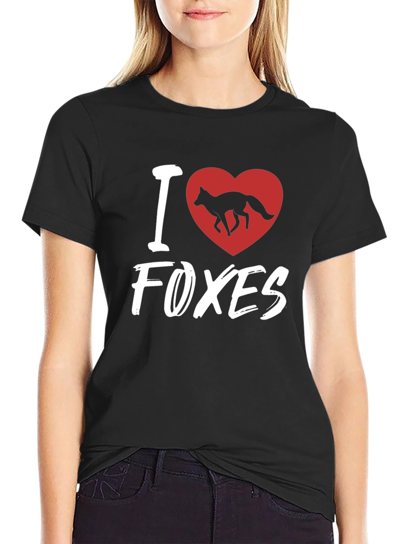 I Heart Foxes Black T-Shirt