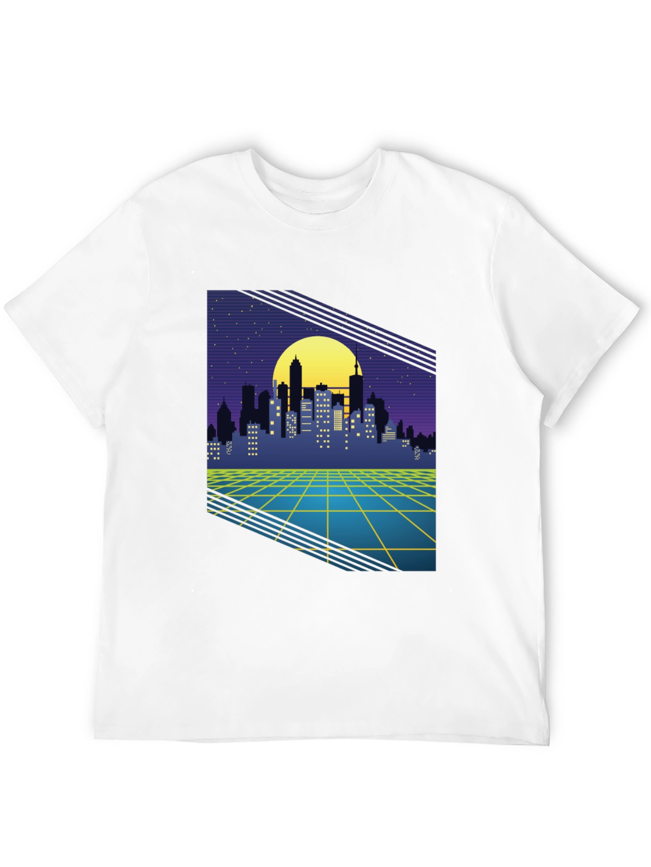 Retro Cityscape Graphic Tee - Synthwave Style